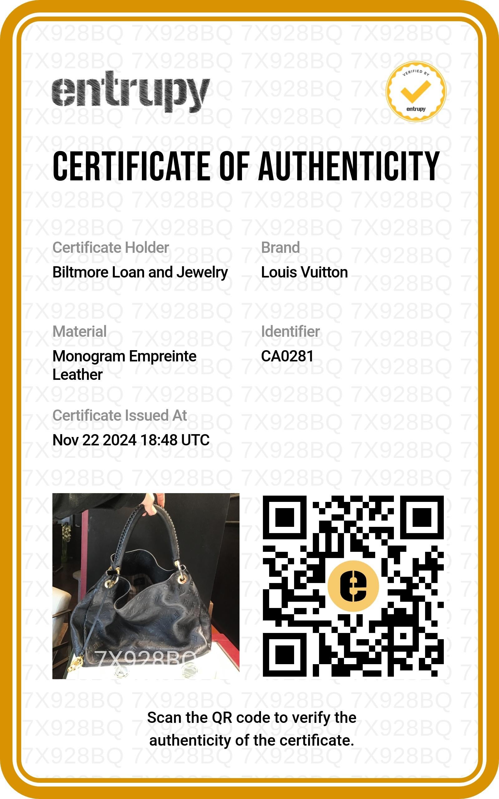 Louis Vuitton Monogram Empreinte Leather Artsy MM Hobo For Sale 6
