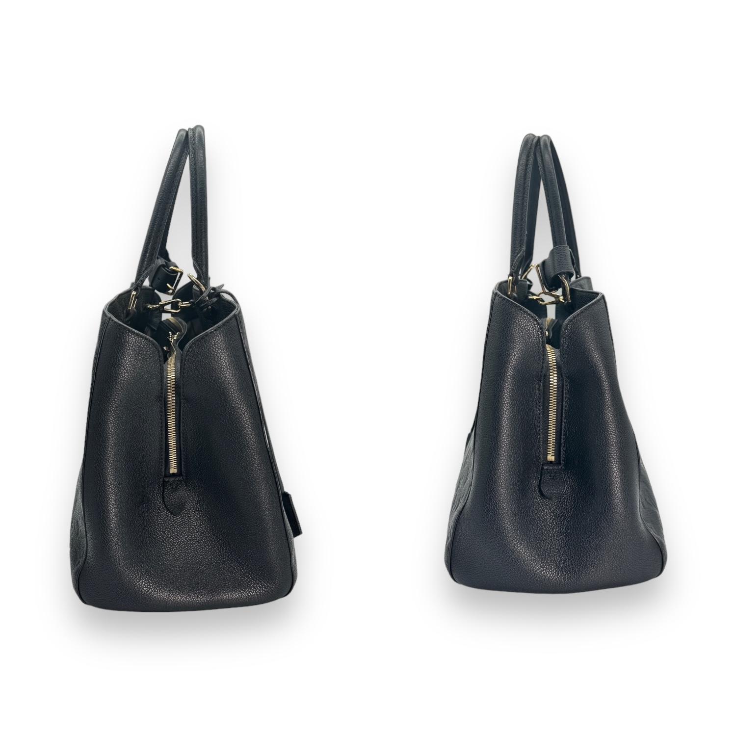 Black Louis Vuitton Monogram Empreinte Leather Montaigne MM Handbag For Sale