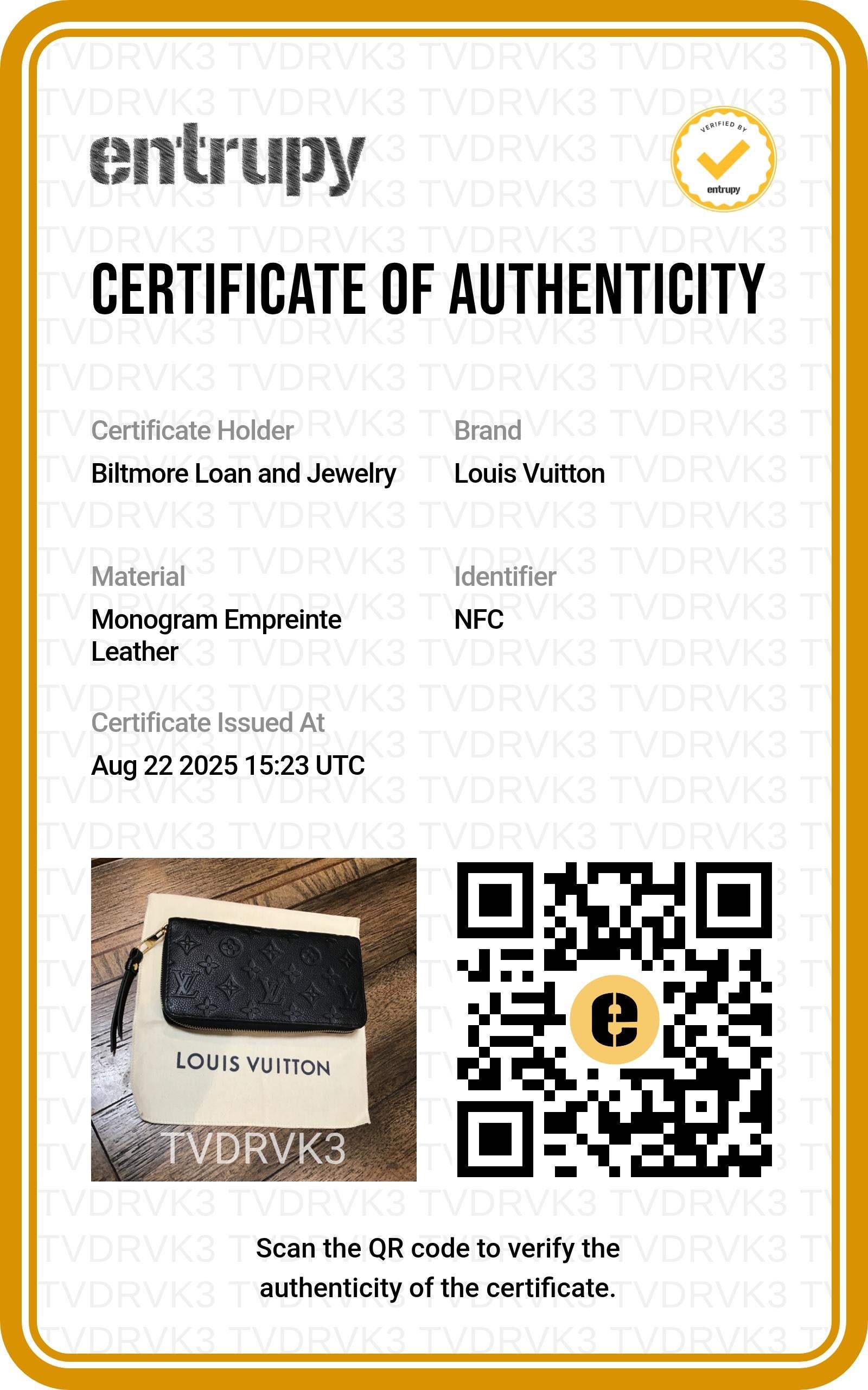 Portafoglio Louis Vuitton Monogram Empreinte in pelle Zippy in vendita 6