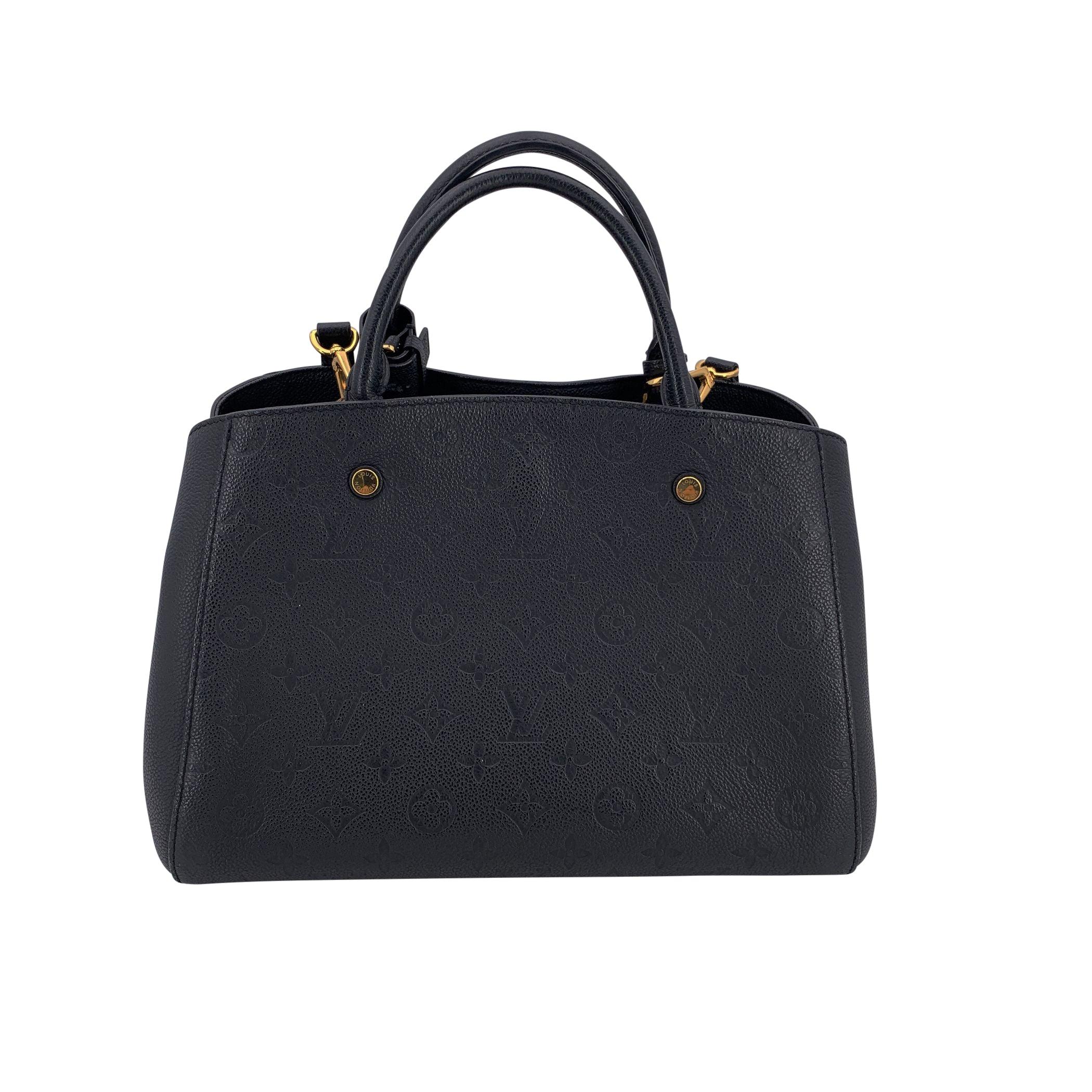 Louis Vuitton Monogram Empreinte Montaigne MM Tragetasche mit Riemen (Schwarz) im Angebot