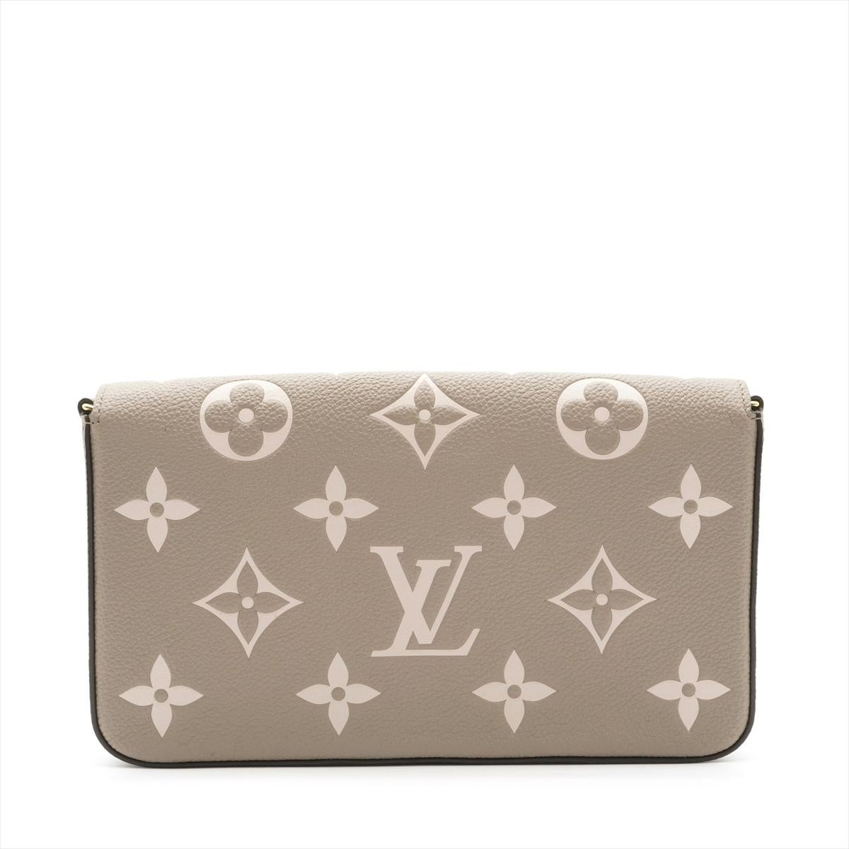 Louis Vuitton Monogram Empreinte Pochette Felicie Tourterelle x Creme In Good Condition For Sale In Humacao, PR