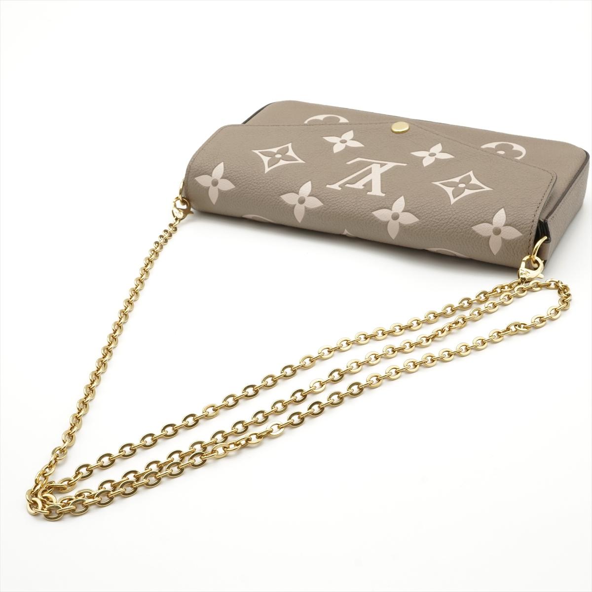 Women's Louis Vuitton Monogram Empreinte Pochette Felicie Tourterelle x Creme For Sale