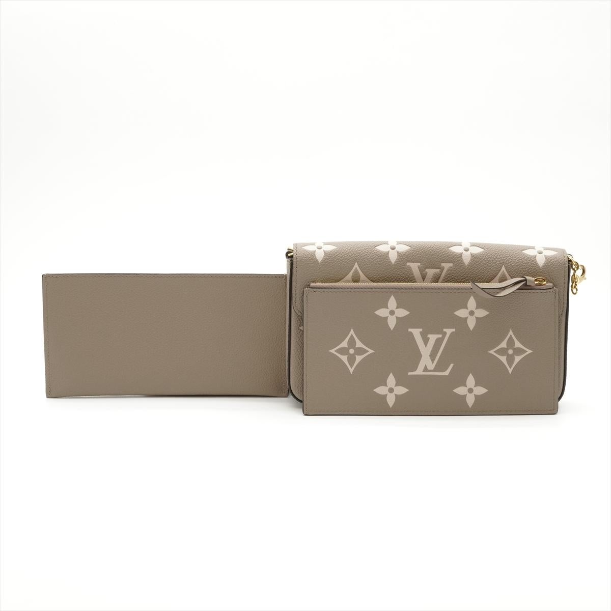 Louis Vuitton Monogram Empreinte Pochette Felicie Tourterelle x Creme For Sale 4