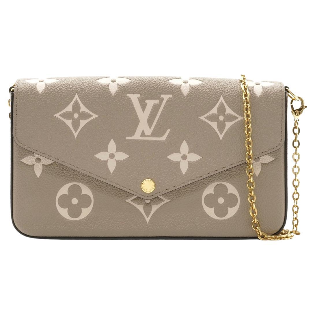 Louis Vuitton Monogram Empreinte Pochette Felicie Tourterelle x Creme For Sale