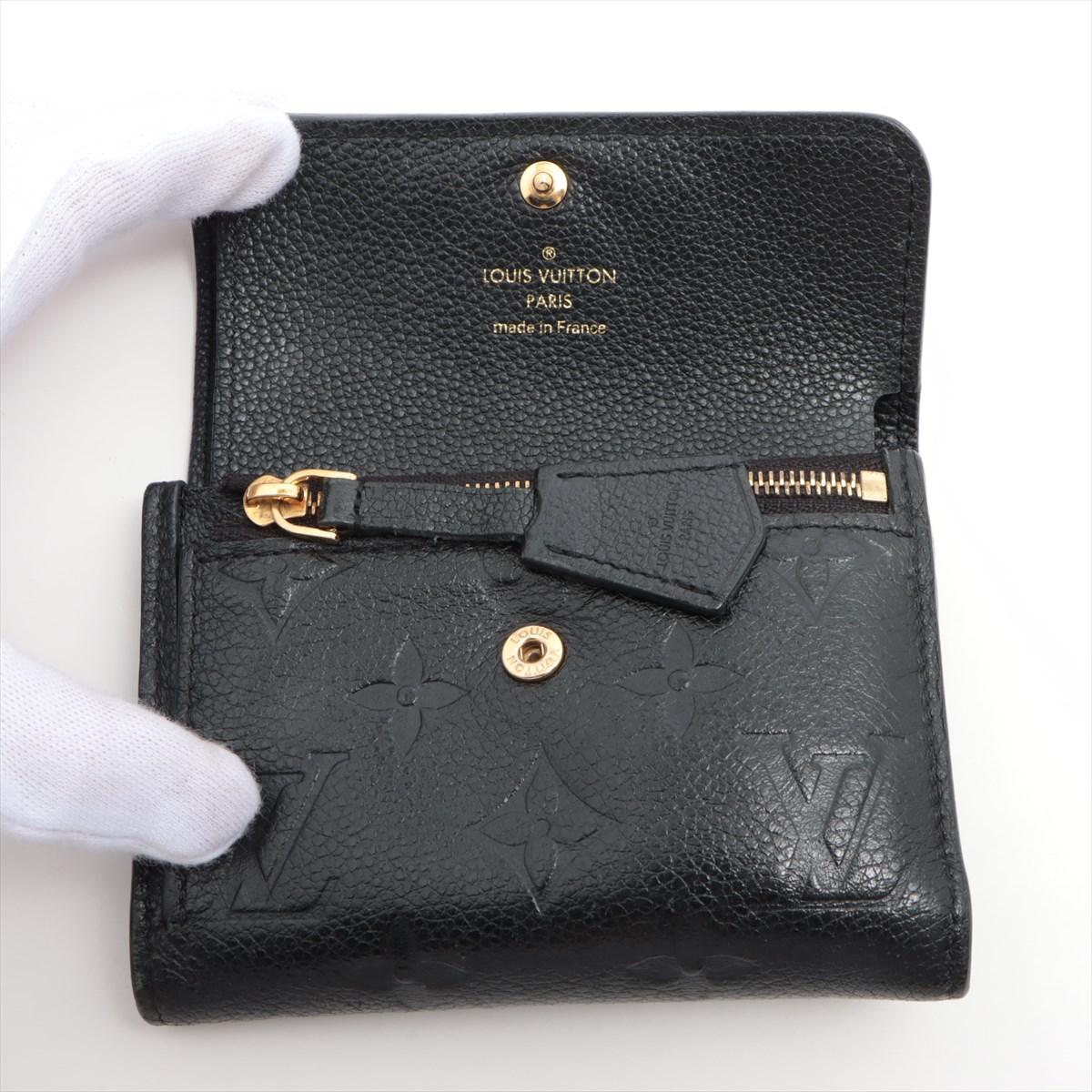 Women's Louis Vuitton Monogram Empreinte Pont Neuf Trifold Wallet Black For Sale