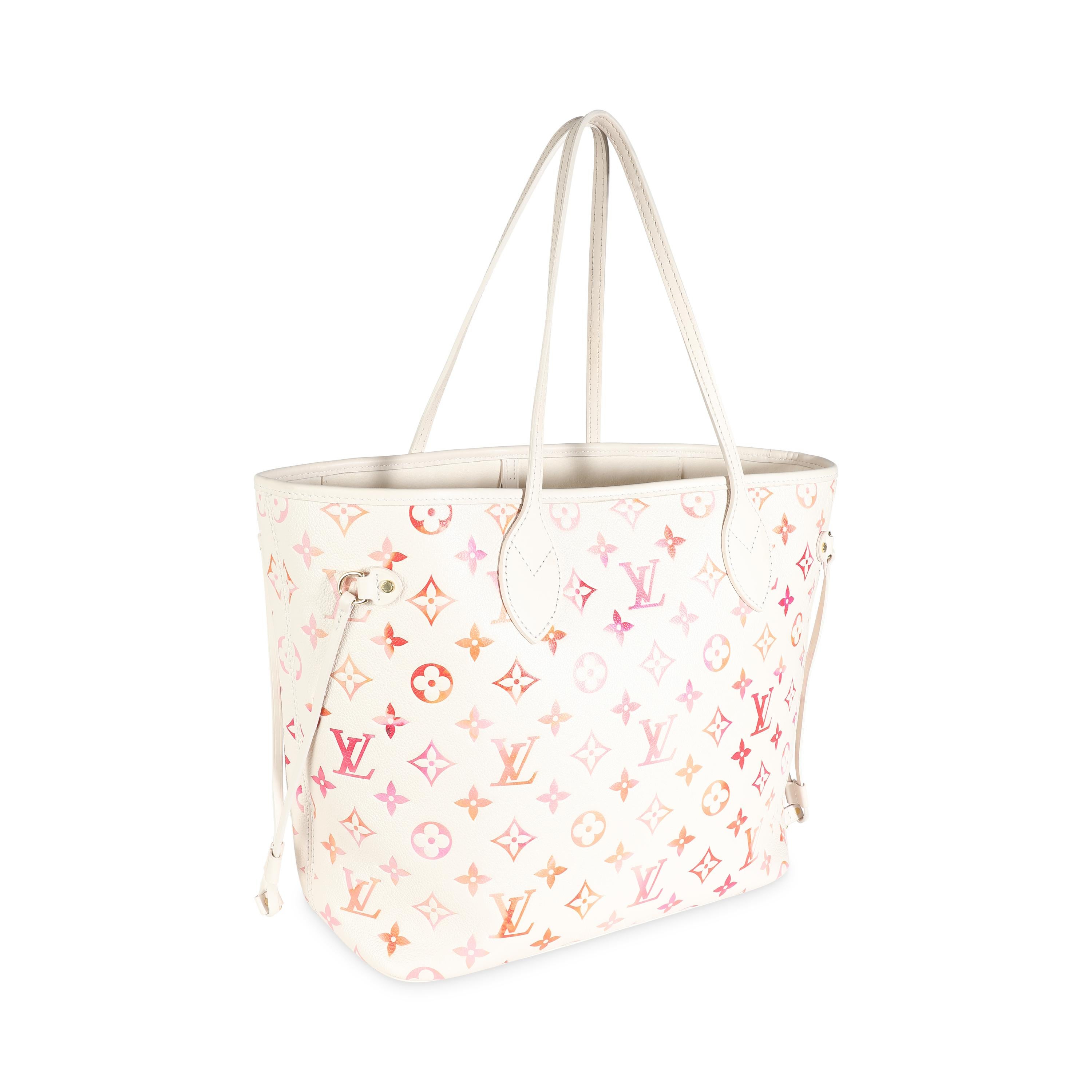 White Louis Vuitton Monogram Empreinte Sunrise Aquarelle Neverfull MM For Sale