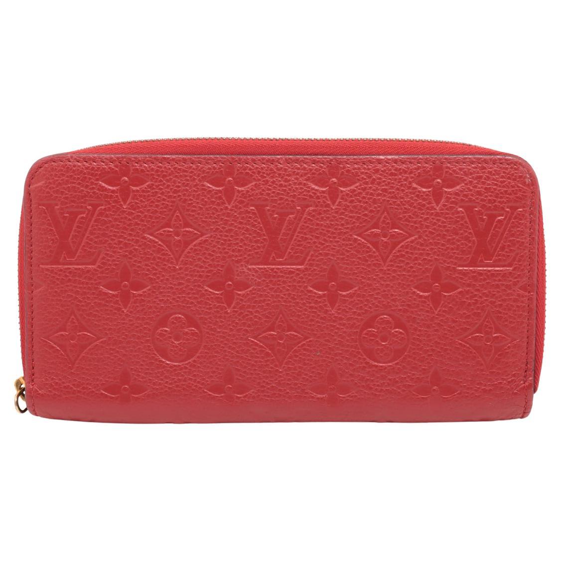 Louis Vuitton Monogram Empreinte Zippy Wallet Red For Sale
