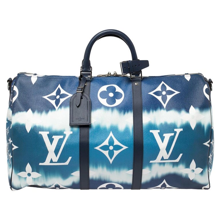Louis Vuitton Monogram Keepall Bandouliere 50 Weekend Bag in Blue
