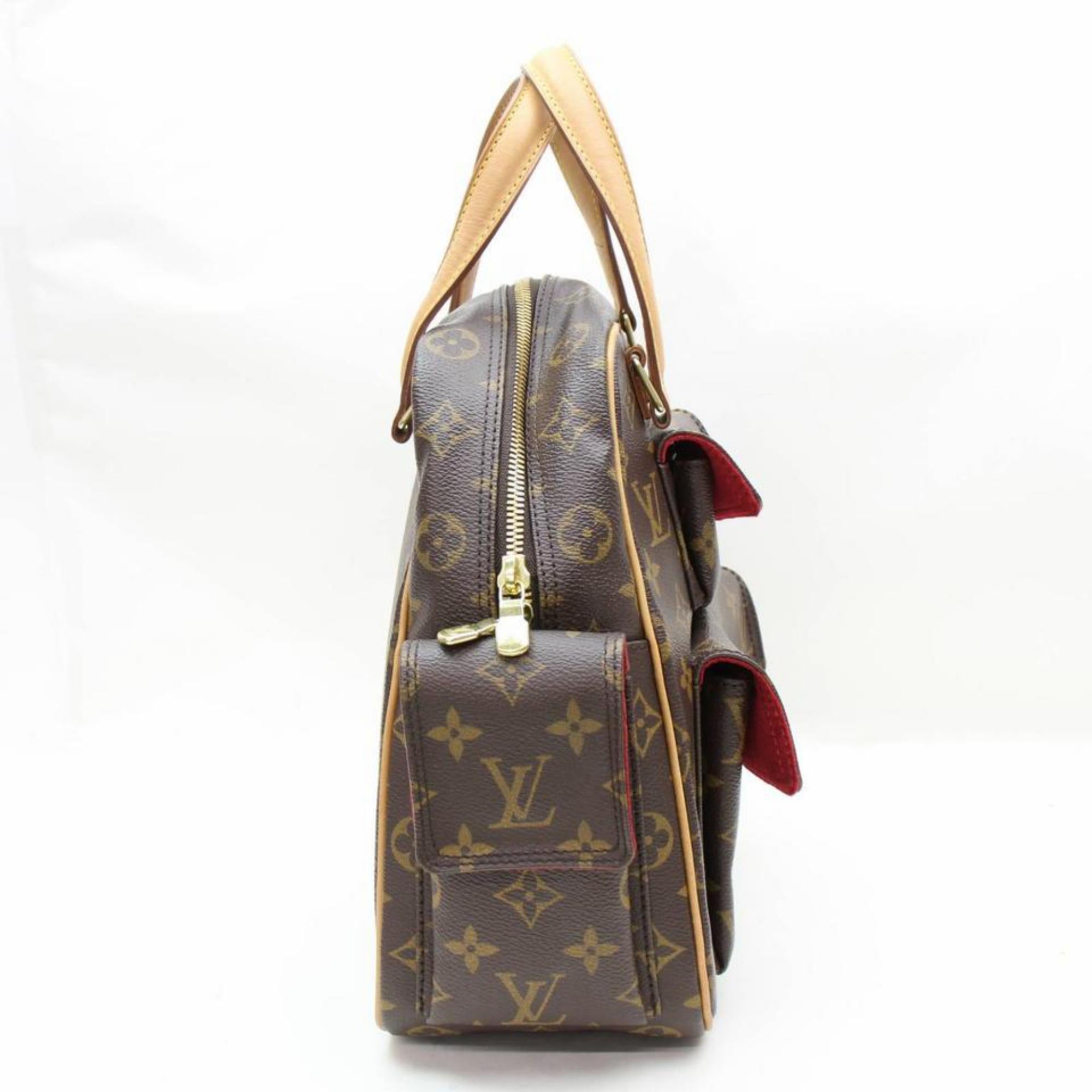 Gray Louis Vuitton Monogram Excentricite 867215 Brown Coated Canvas Satchel For Sale