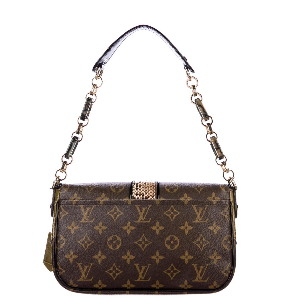 Black Louis Vuitton Monogram Exotic Top Handle Satchel Pochette Shoulder Flap Bag