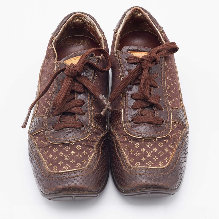 Louis Vuitton Monogram Fabric and Embossed Leather Low Top