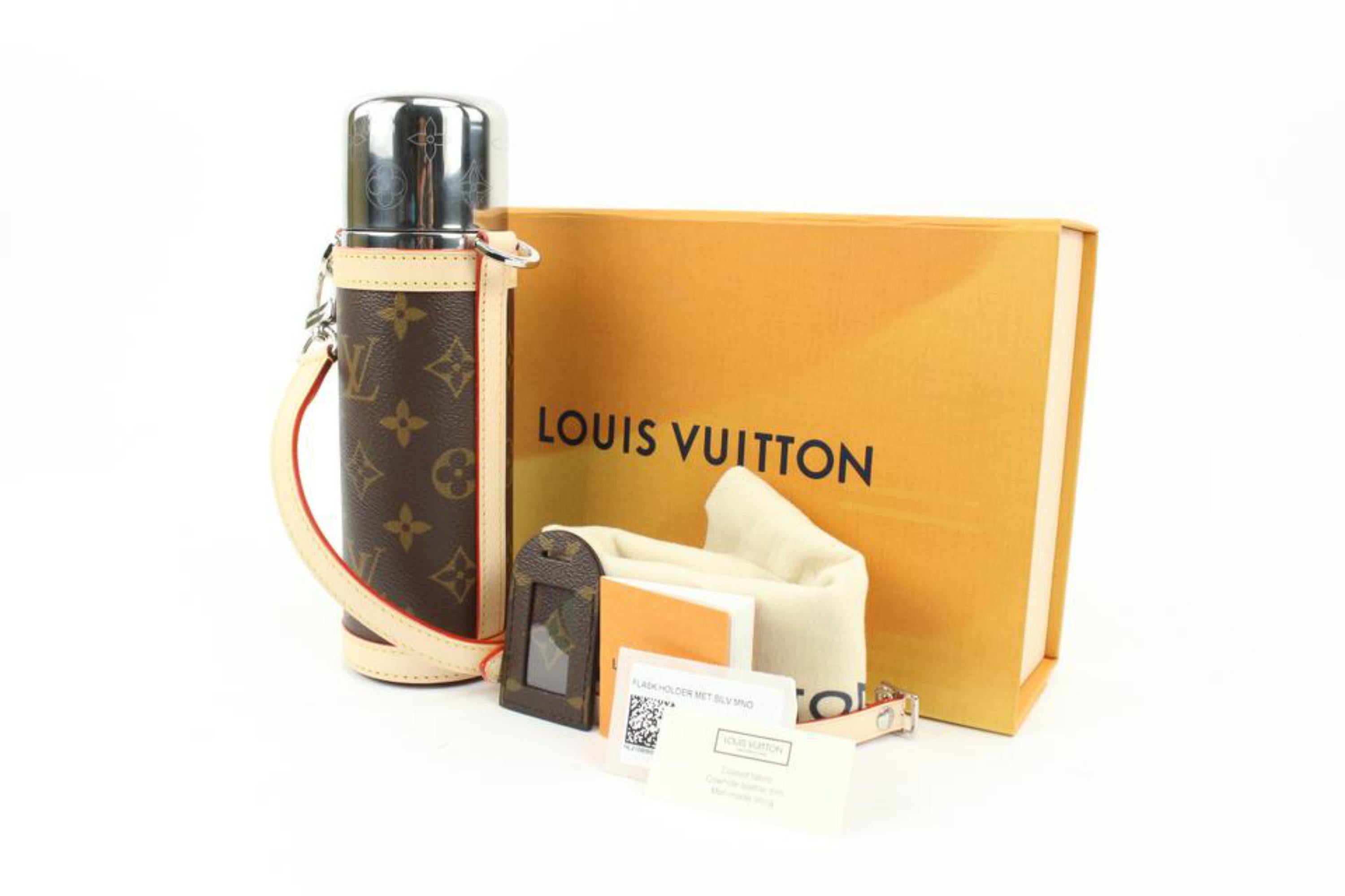 Louis Vuitton Monogram Flask Holder Thermos with Case Water Bottle 78lk524s For Sale 4