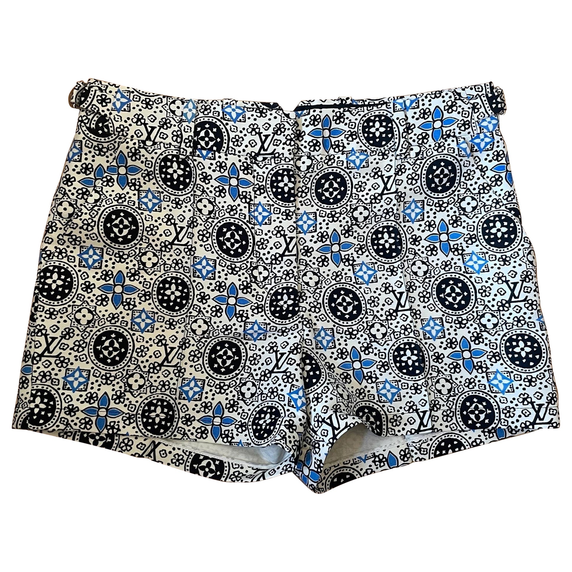 Louis Vuitton Monogram Floral Print Shorts in Blue, Black and White