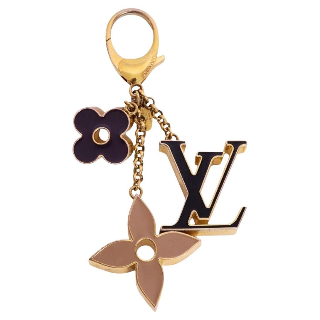 Louis Vuitton Monogram Flower & LV Initials bag charm For Sale