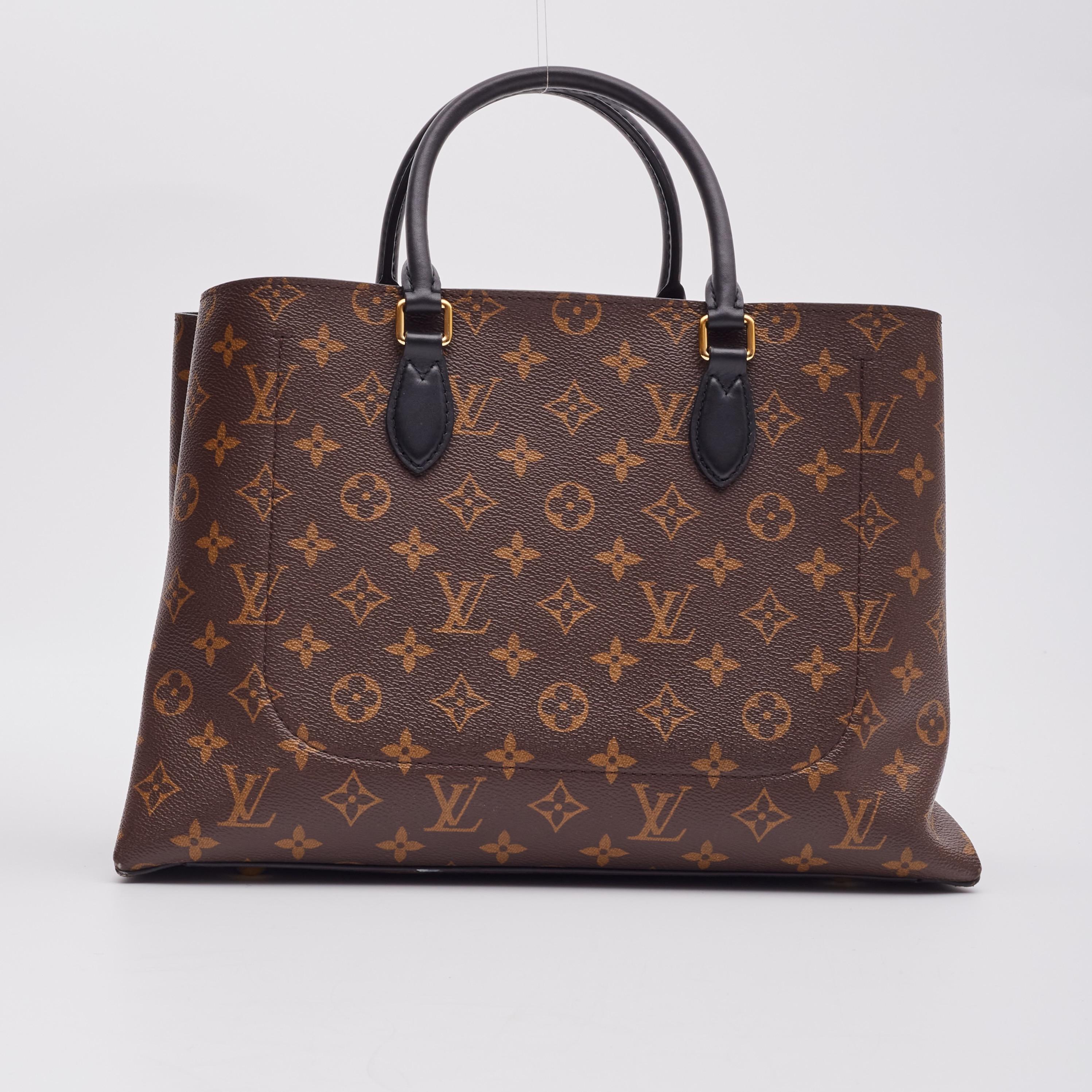 Louis Vuitton Monogram Flower Tote Black Leather Finishes 1