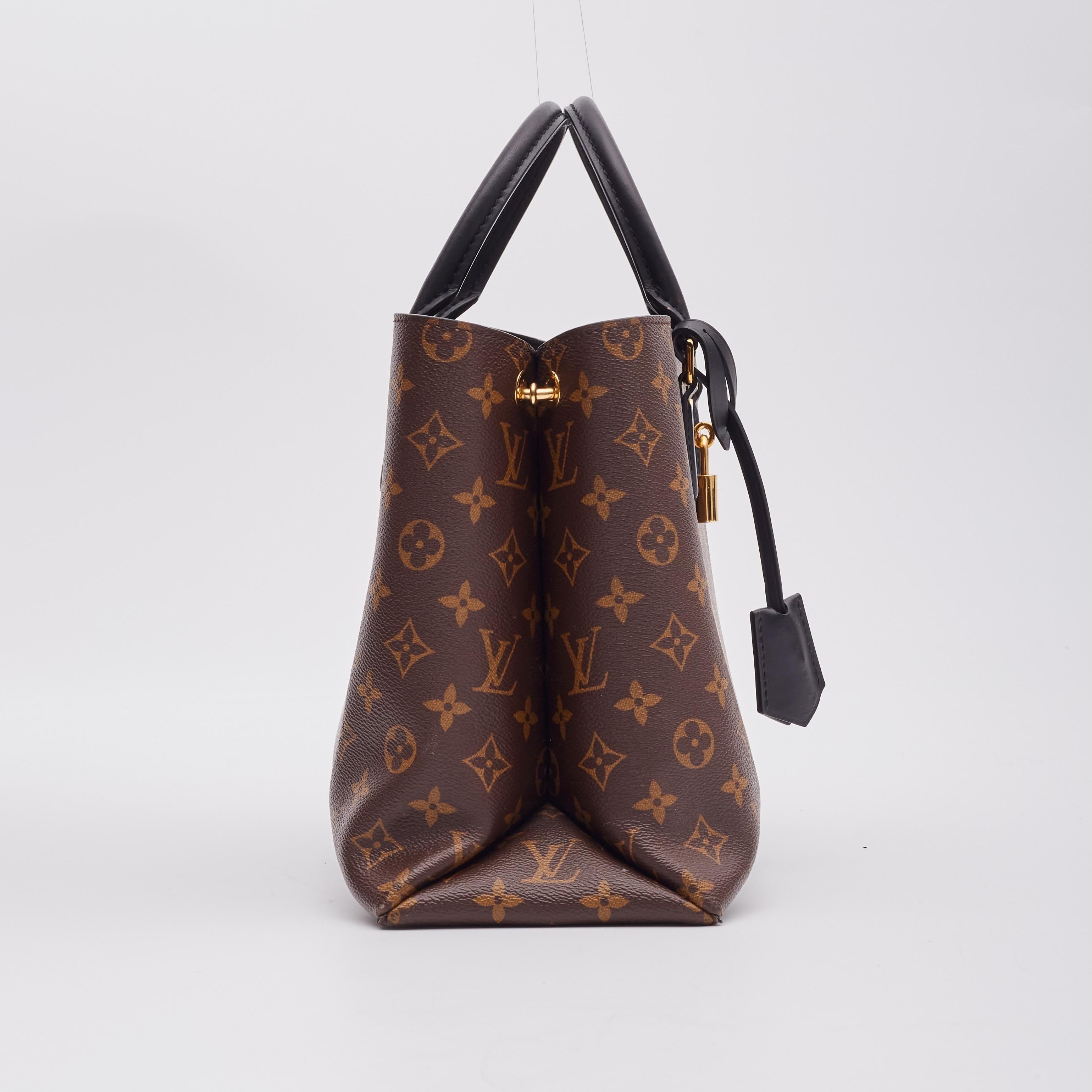 Louis Vuitton Monogram Flower Tote Black Leather Finishes 2