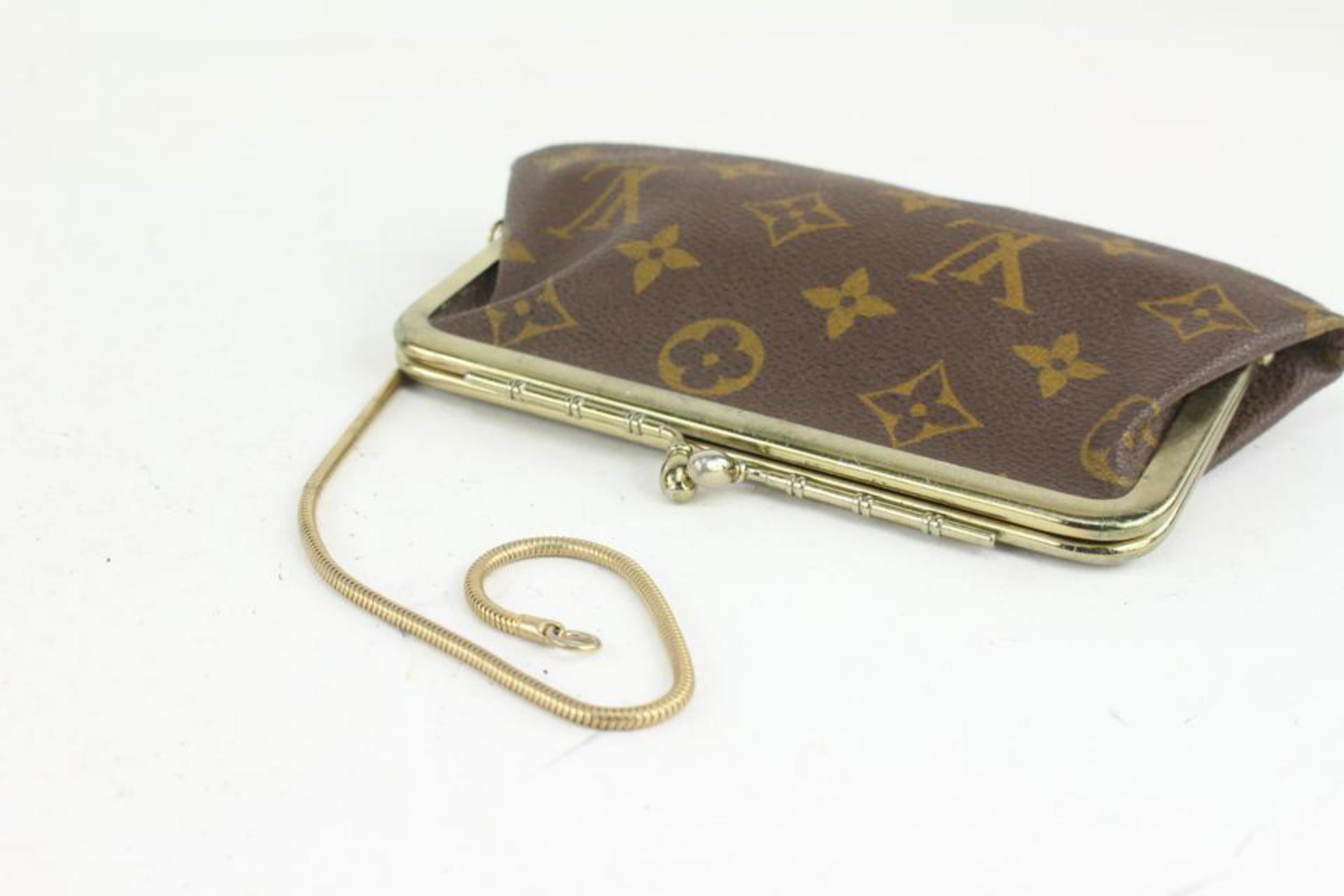 Louis Vuitton Monogram French Twist Pouch with Chain Kisslock Pochette 1028lv11 For Sale 4