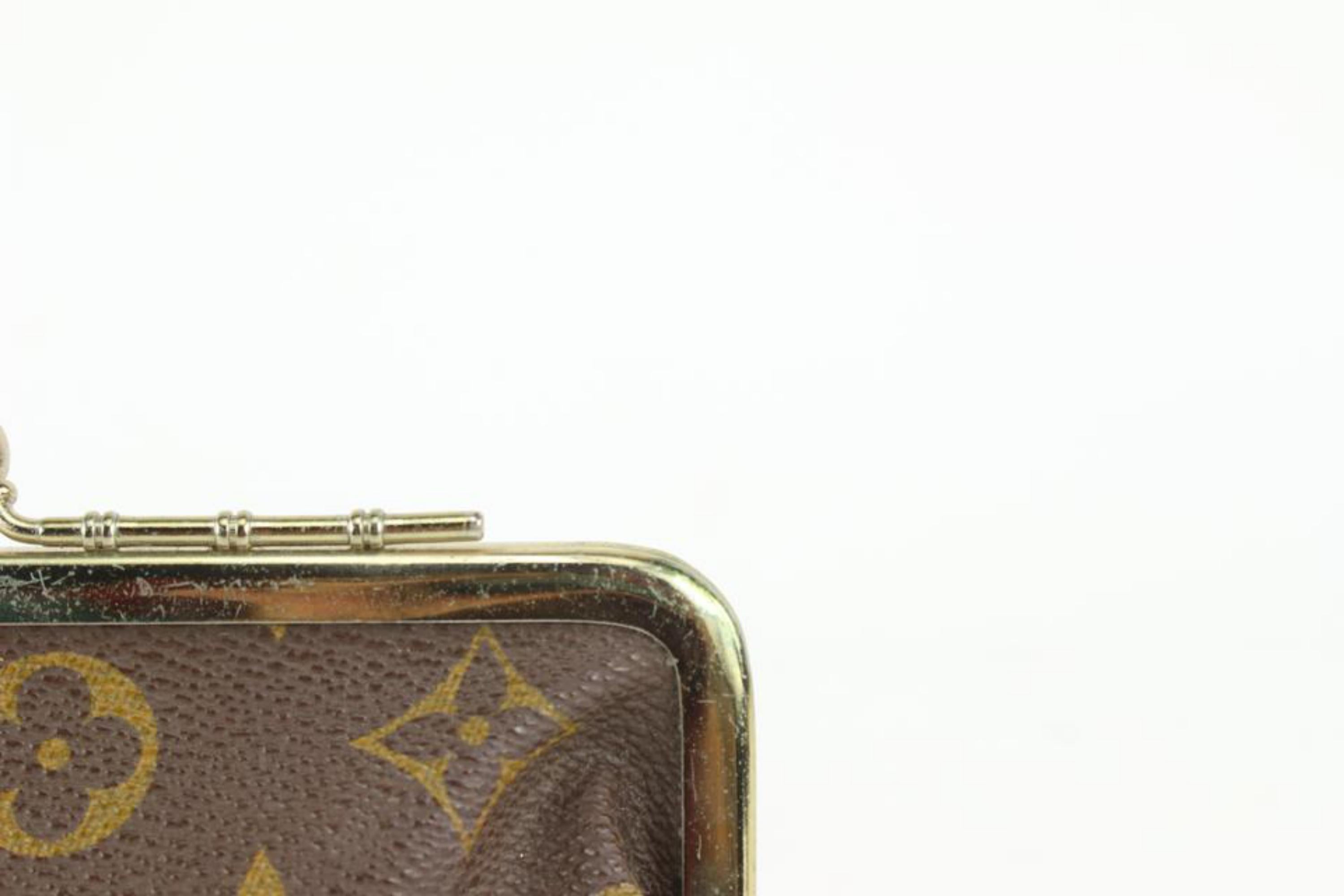 Brown Louis Vuitton Monogram French Twist Pouch with Chain Kisslock Pochette 1028lv11 For Sale