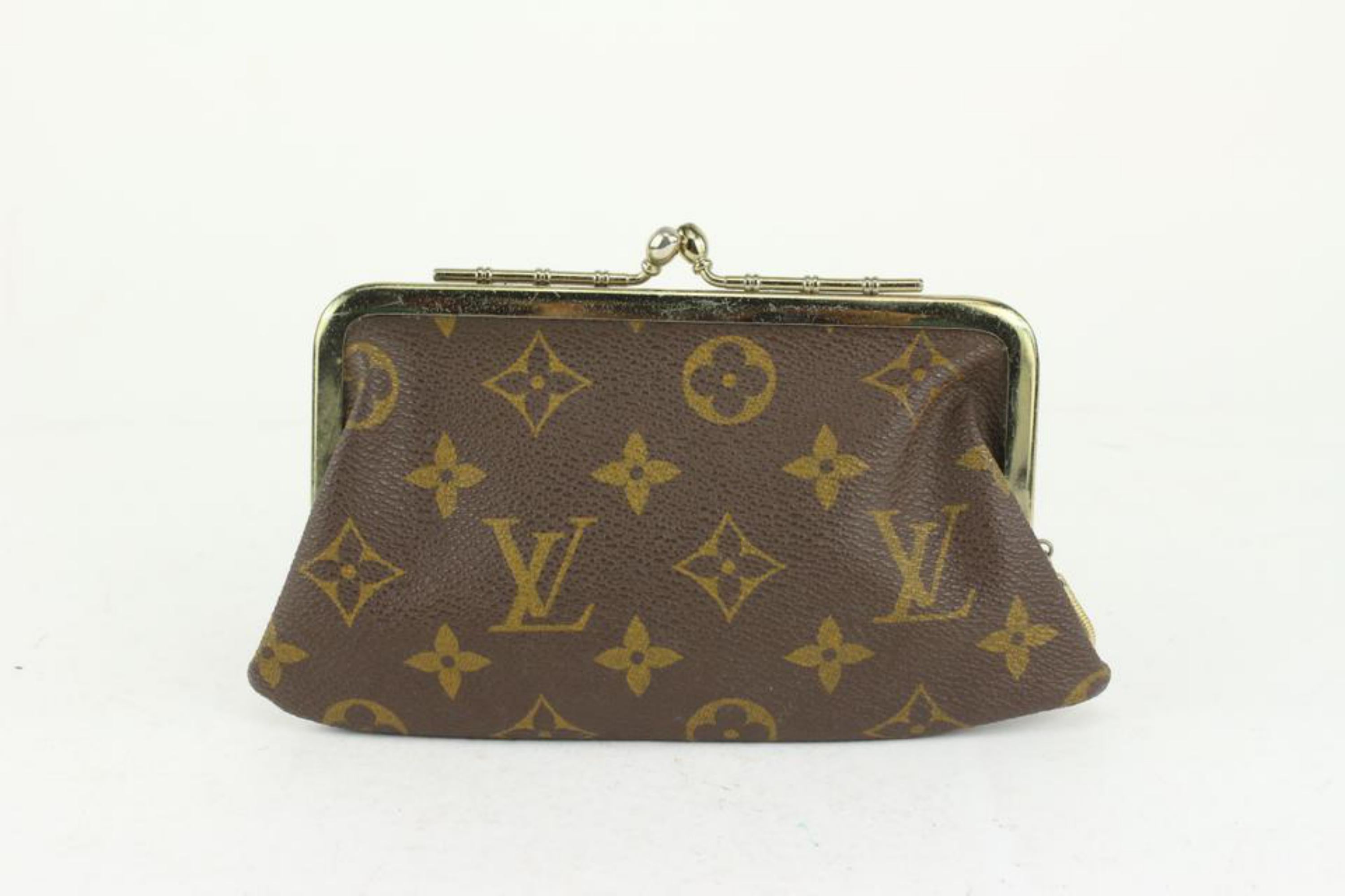 Louis Vuitton Monogram French Twist Pouch with Chain Kisslock Pochette 1028lv11 For Sale 1