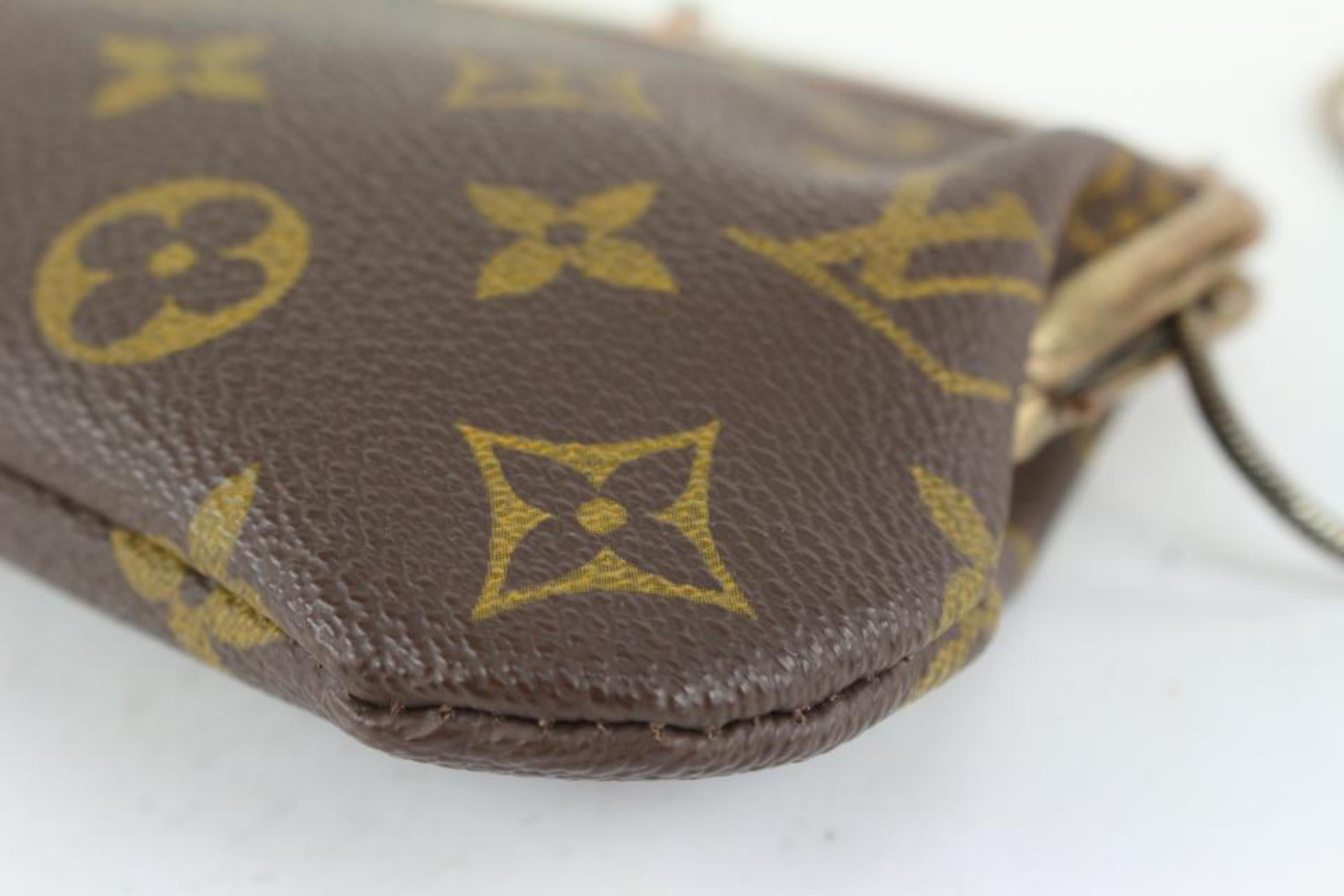 Brown Louis Vuitton Monogram French Twist Purse Kisslock Pouch on Chain 101lv18 For Sale