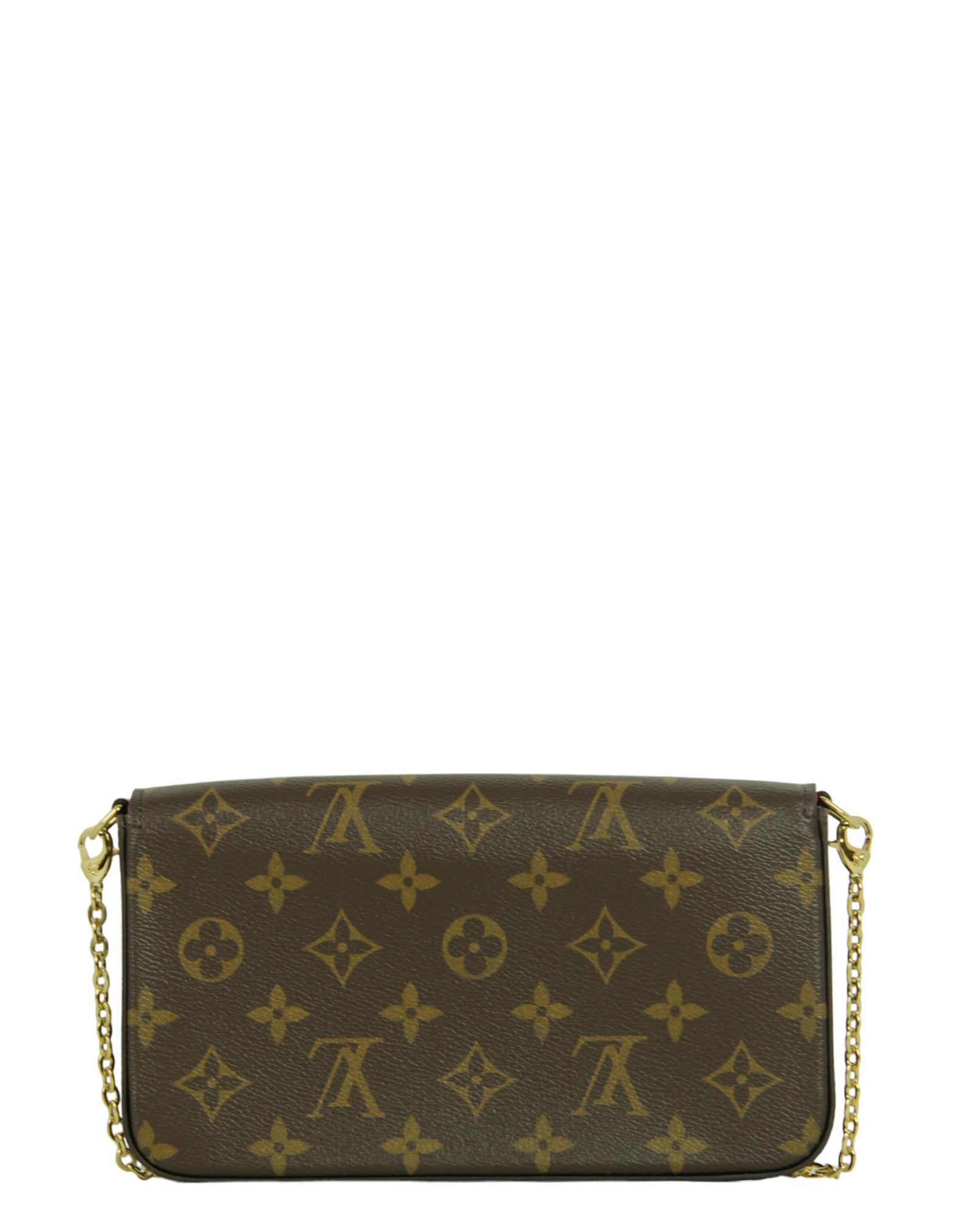 Black Louis Vuitton Monogram/ Fuchsia Felicie Chain Wallet Crossbody Bag For Sale
