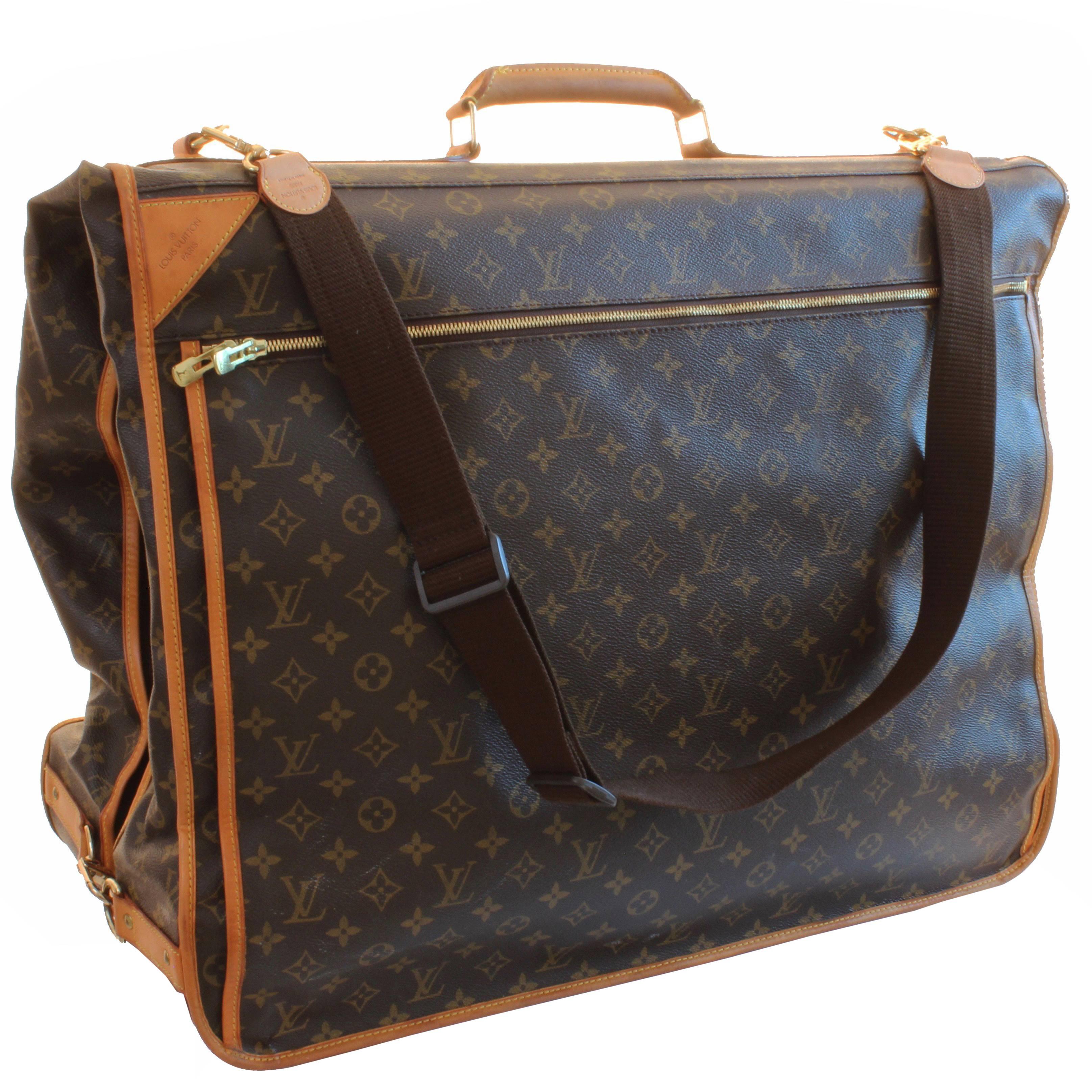 Louis Vuitton Monogram Garment Bag Suitcase Travel Luggage + Shoulder Strap 1999