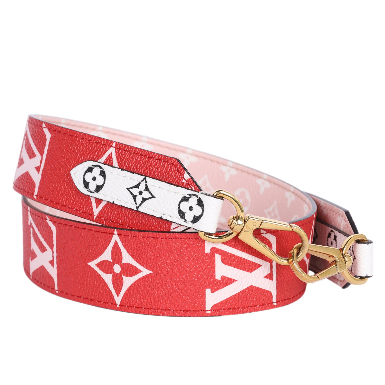 LOUIS VUITTON Monogram Giant Bandouliere Shoulder Strap Rouge In Excellent Condition In Salt Lake Cty, UT