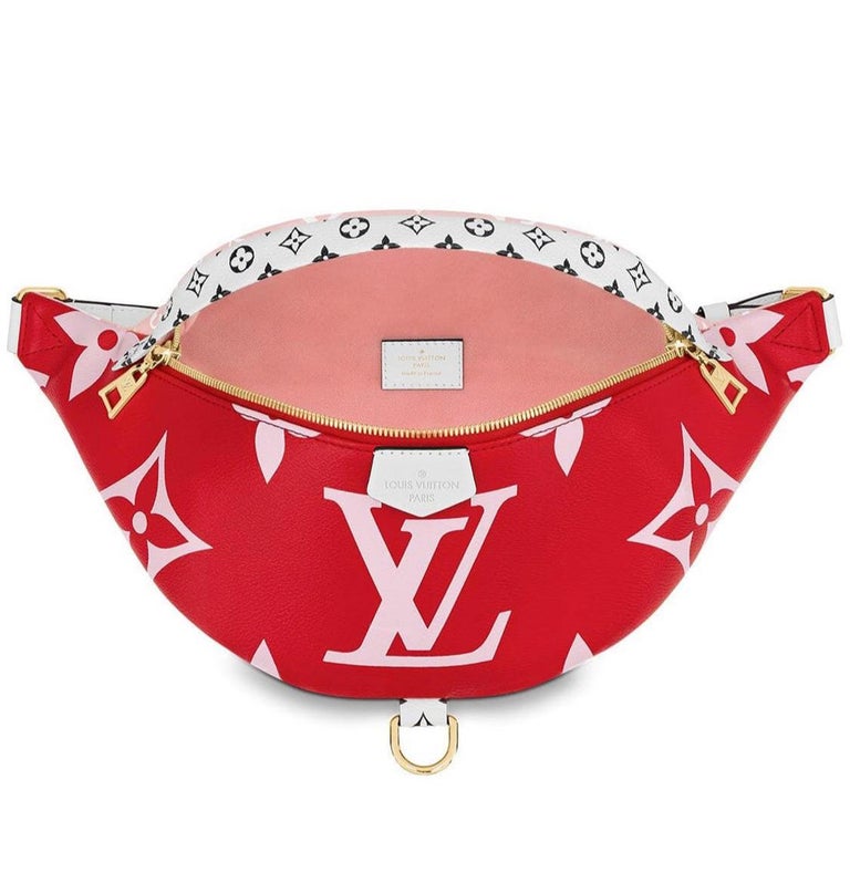 LOUIS VUITTON AUTHENTIC NEW BUMBAG Monogram Giant Flower Red Pink Shoulder  Bag