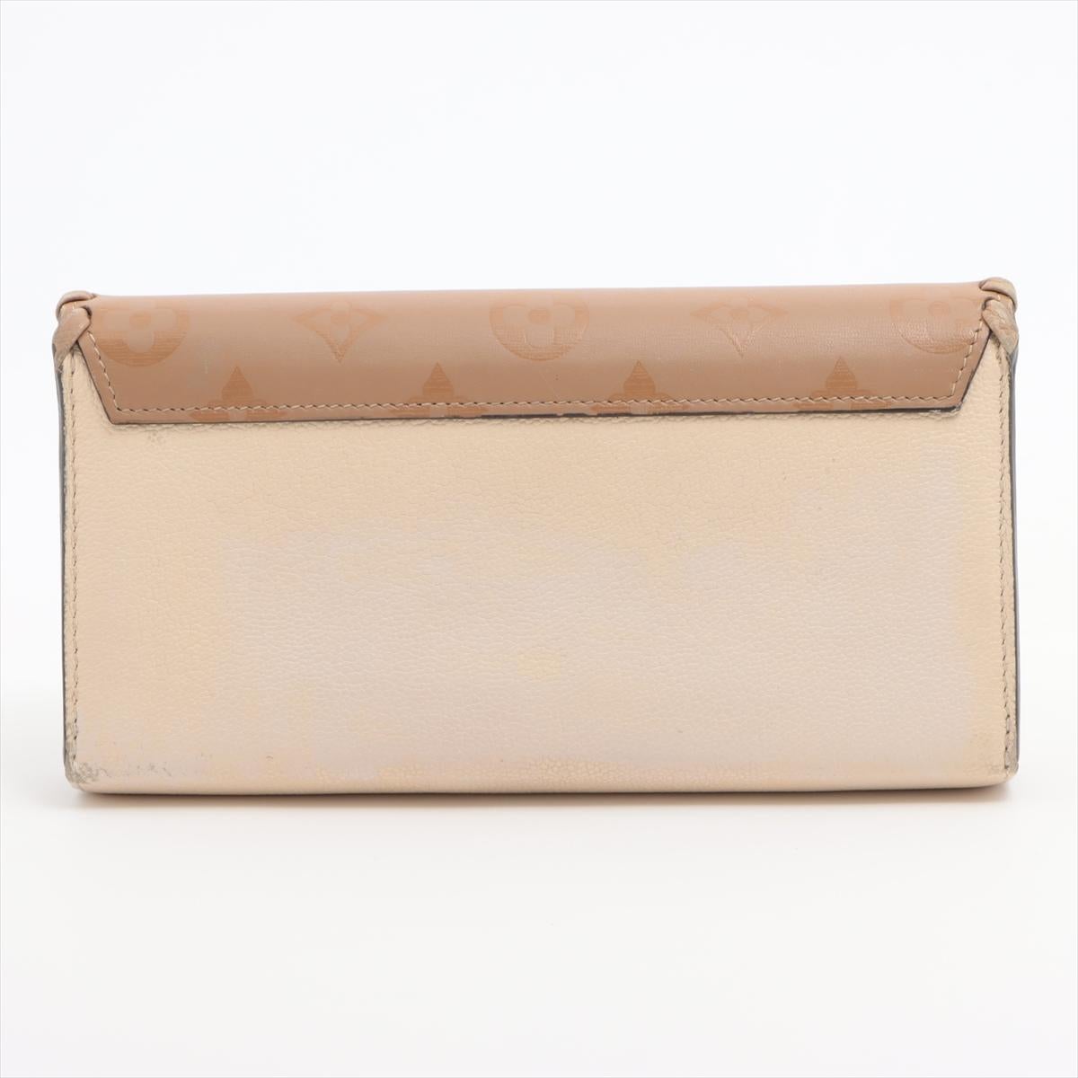 Louis Vuitton Monogram Glace Envelope Wallet Beige x Brown In Good Condition For Sale In Indianapolis, IN