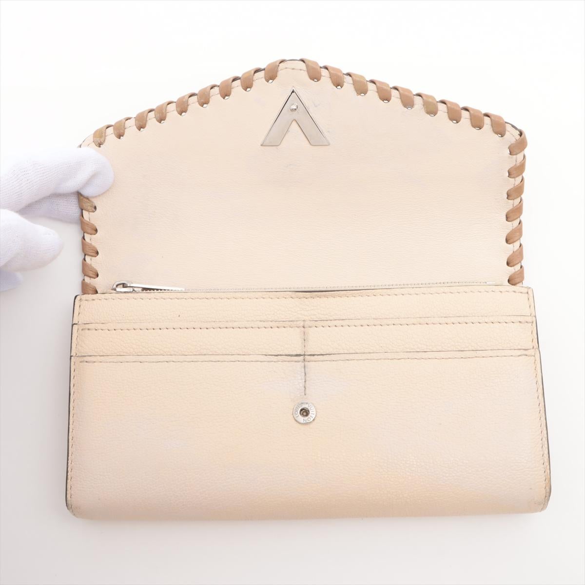 Women's Louis Vuitton Monogram Glace Envelope Wallet Beige x Brown For Sale