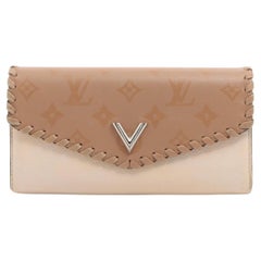 Retro Louis Vuitton Monogram Glace Envelope Wallet Beige x Brown