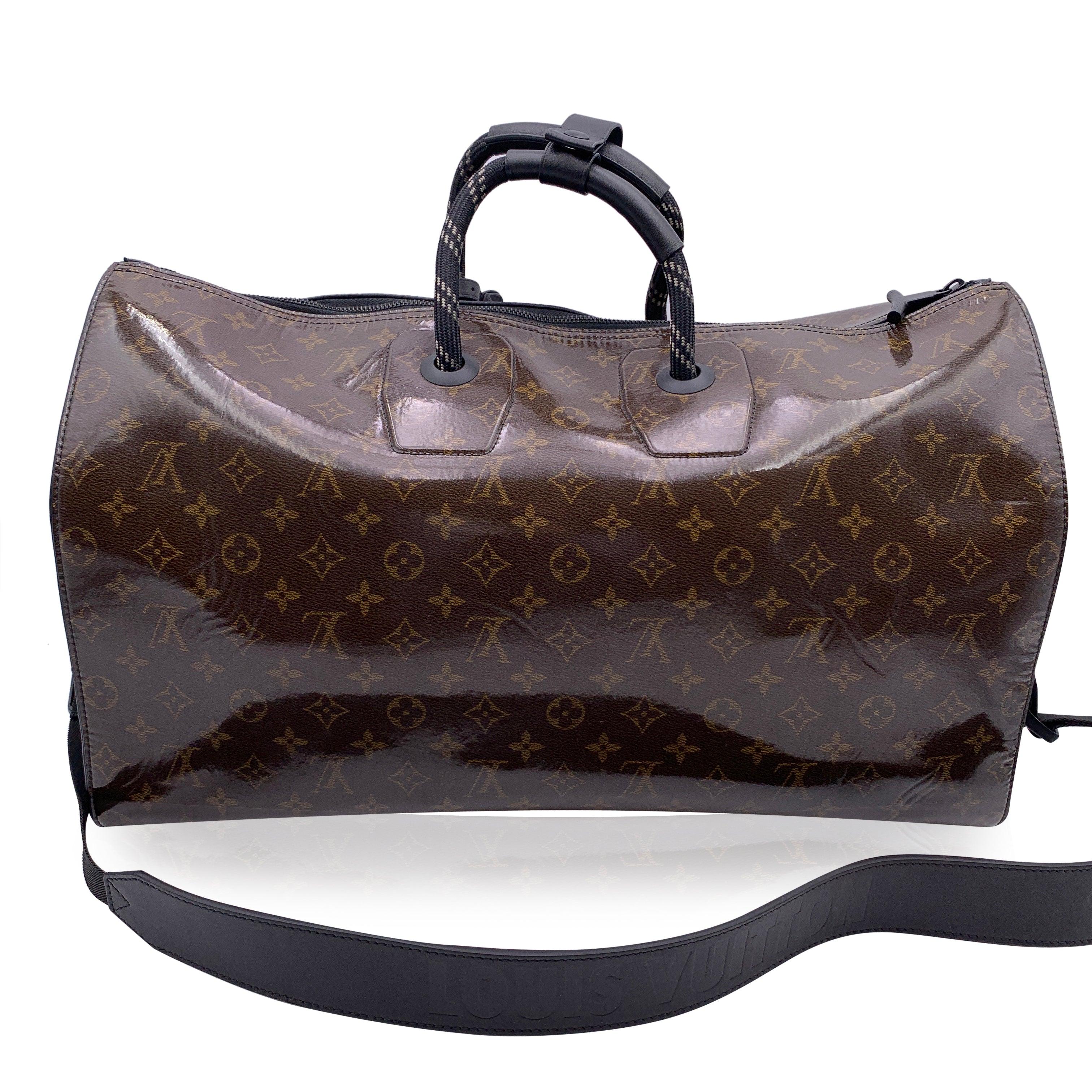 Louis Vuitton Monogram Glaze Keepall 50 Bandouliere Tasche M43899 Schwarz für Damen oder Herren im Angebot