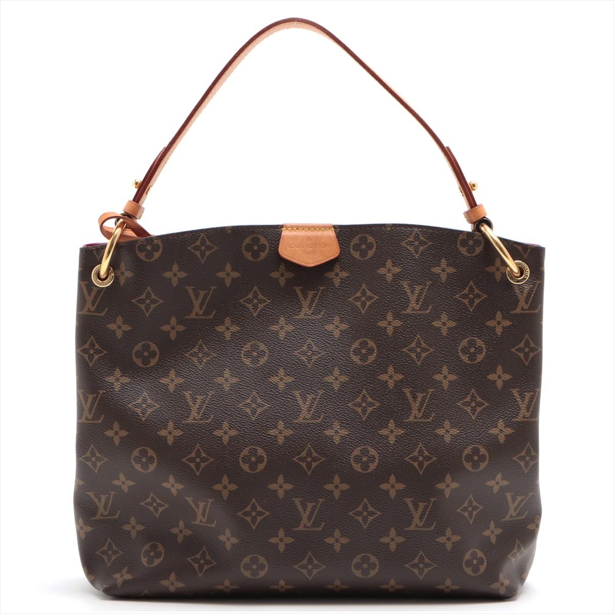 The Louis Vuitton Monogram Graceful PM is an elegant and compact handbag designed for the modern woman who values both style and practicality. The bag is crafted from the brand's iconic Monogram canvas. The signature canvas features a rich brown