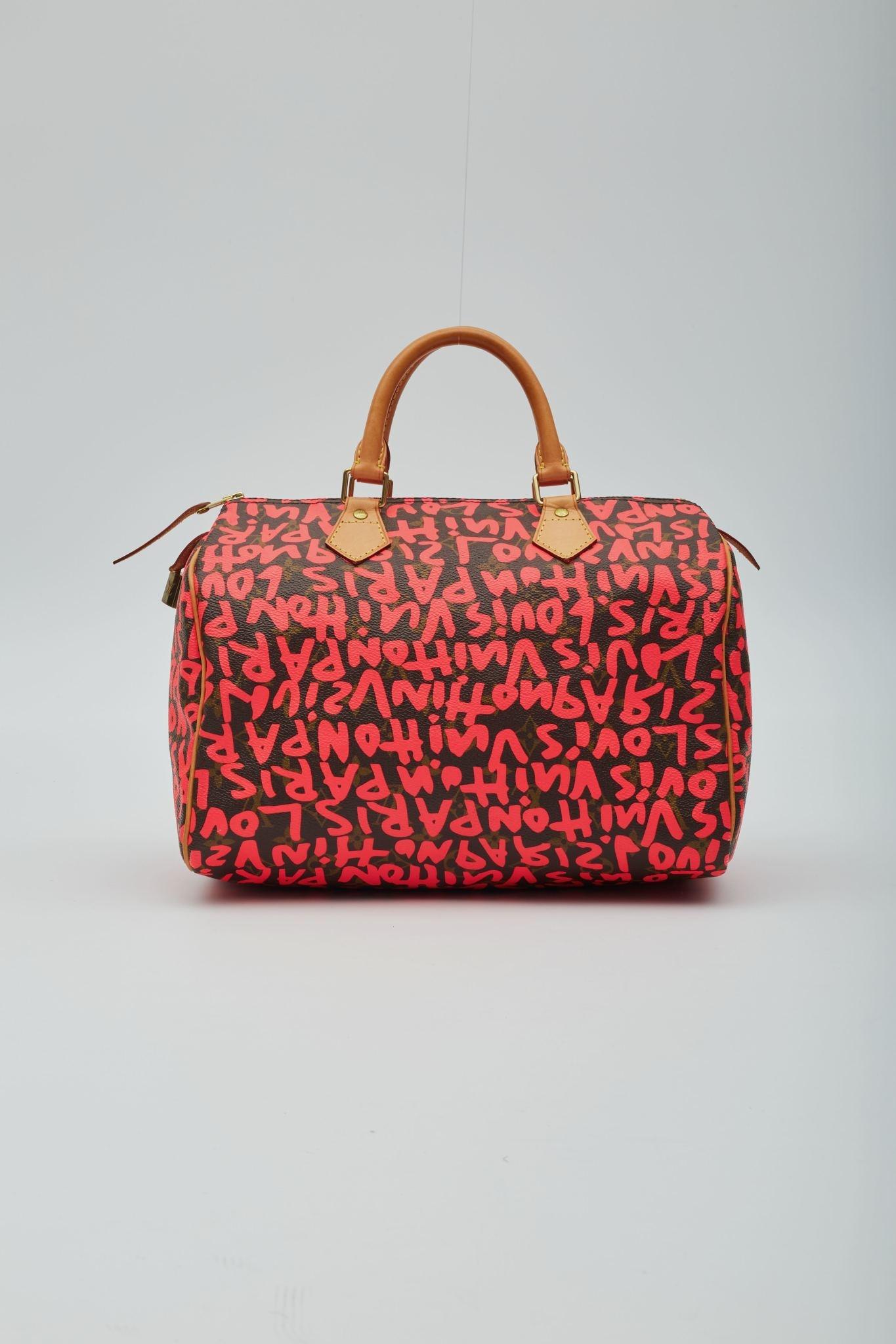 Women's Louis Vuitton  Monogram Graffiti Speedy 30 Fuchsia For Sale