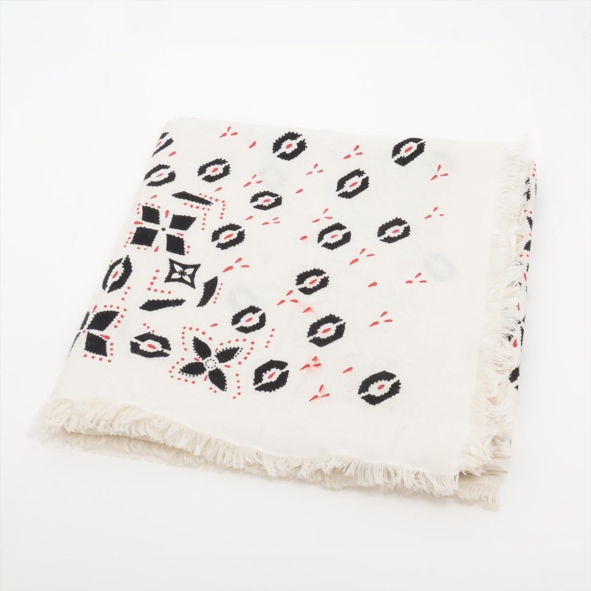 The Louis Vuitton Monogram Graphic Jacquard Scarf in White and Black is a luxurious and versatile accessory that elevates any ensemble. Crafted from a blend of silk and wool, the shawl features a sophisticated jacquard weave showcasing the iconic