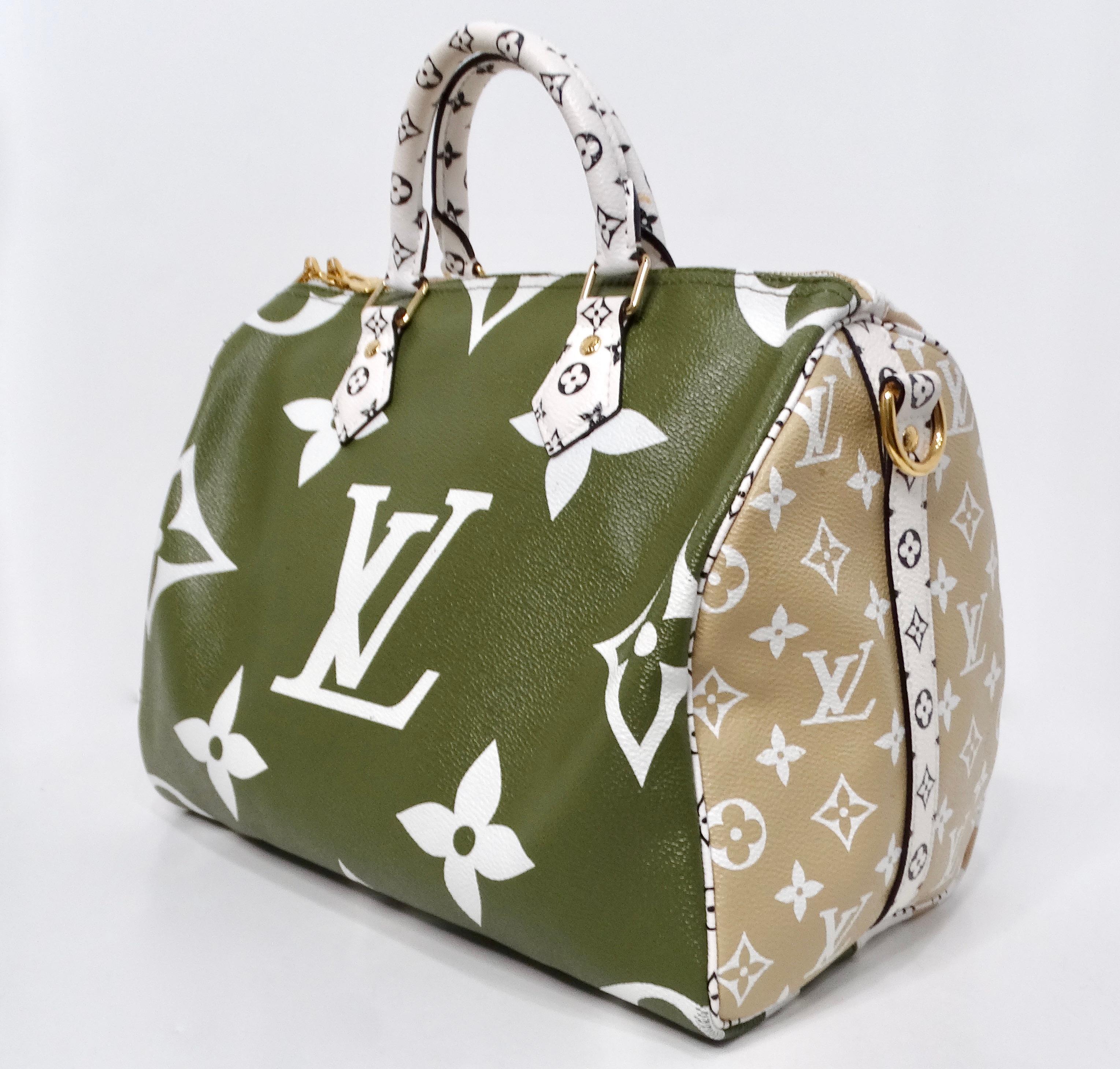 Brown Louis Vuitton Monogram Green & White Bondouliere Speedy Tote Bag For Sale