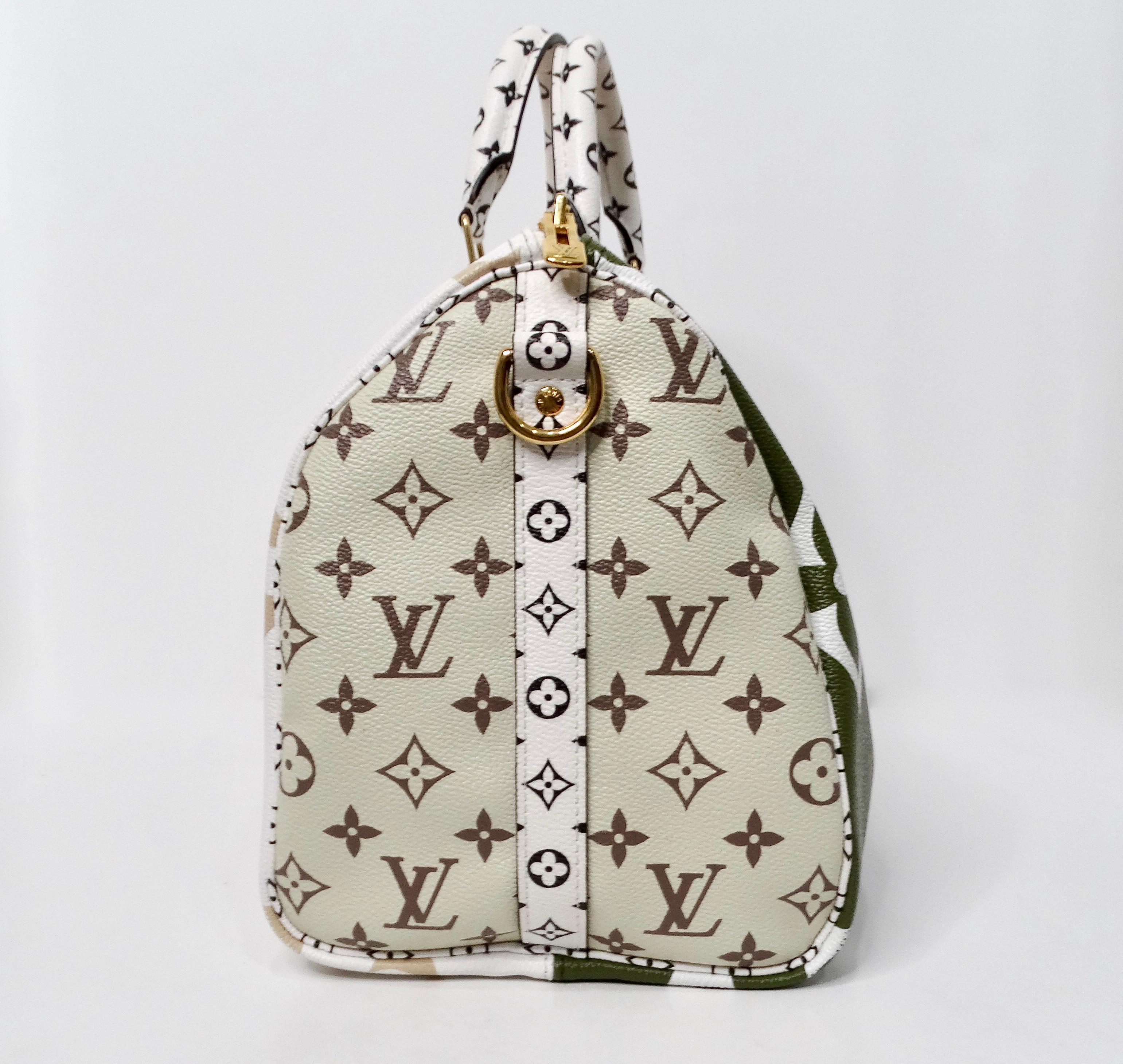 Louis Vuitton Monogram Green & White Bondouliere Speedy Tote Bag In Good Condition For Sale In Scottsdale, AZ