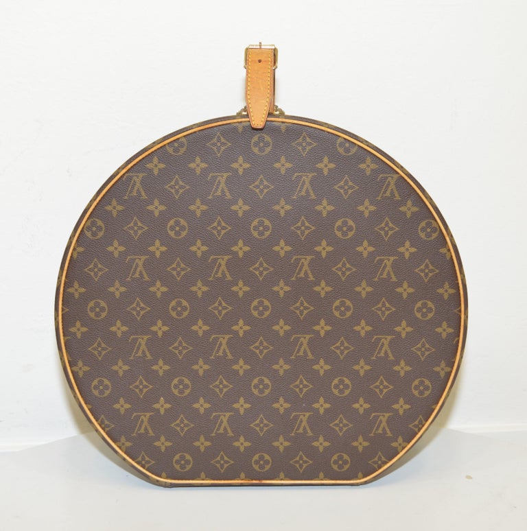 Louis Vuitton French Company Monogram Round Hat Box Wig Case Travel Bag  1970s at 1stDibs