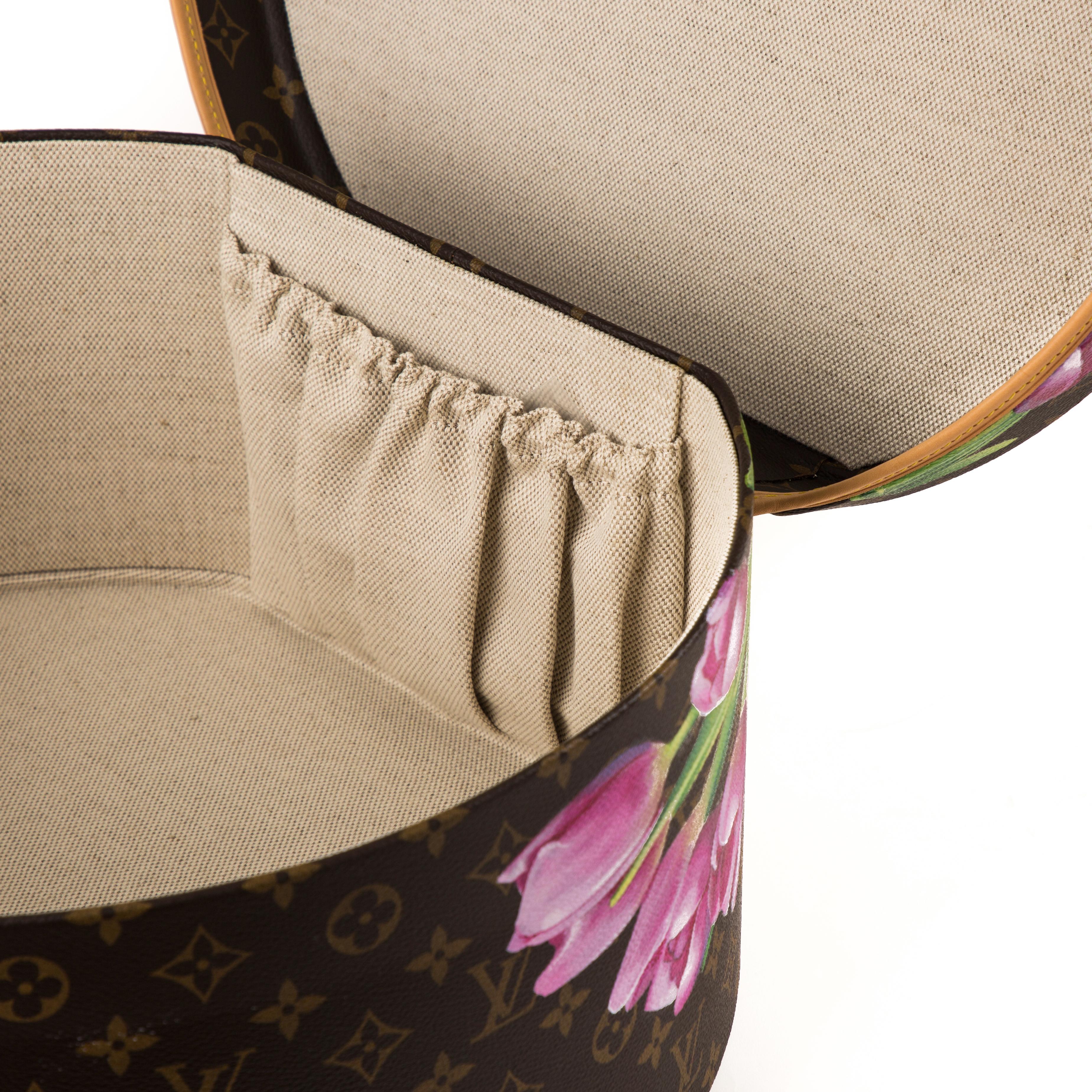 American Colonial Louis Vuitton Monogram Hat Box 40 with Floral Motif