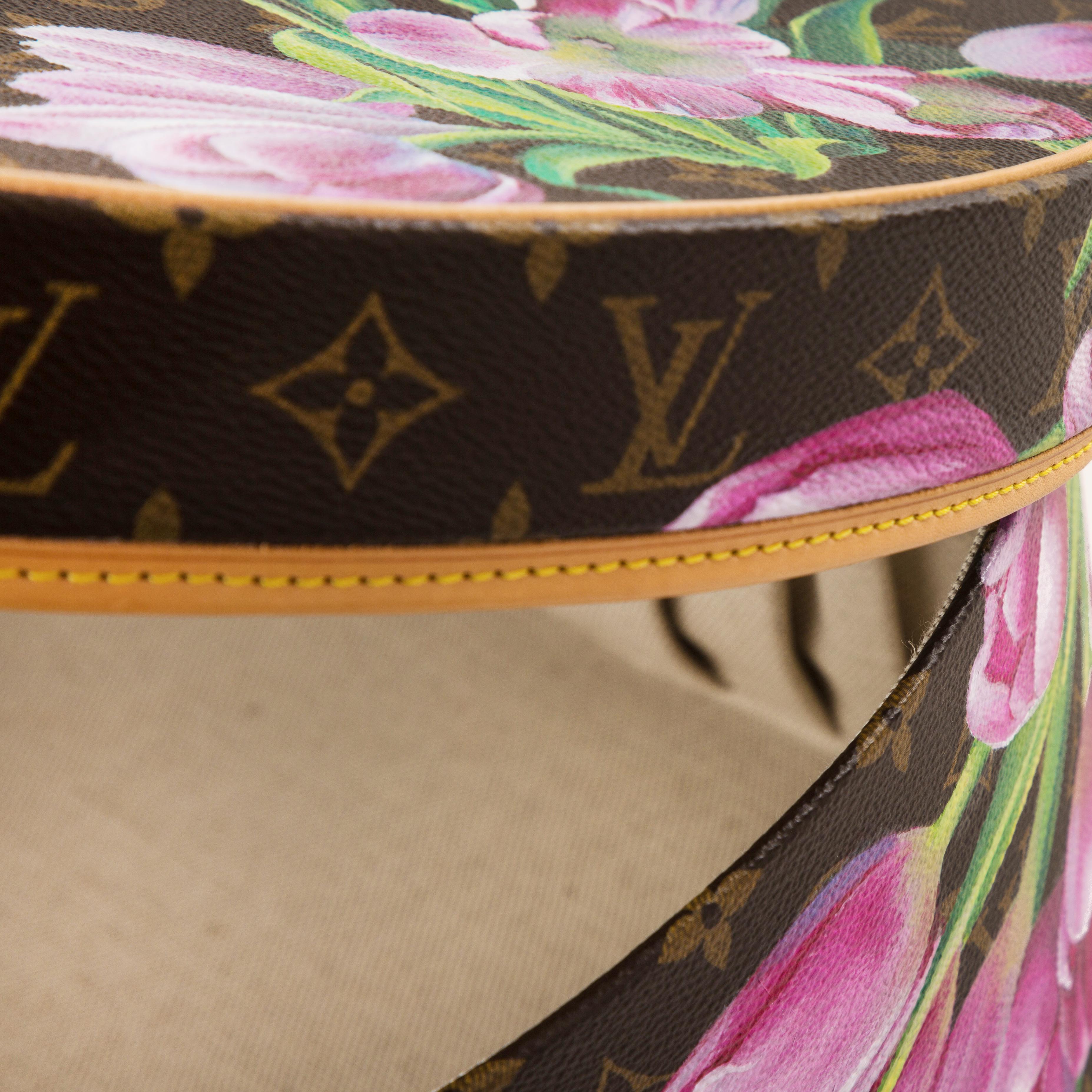 French Louis Vuitton Monogram Hat Box 40 with Floral Motif