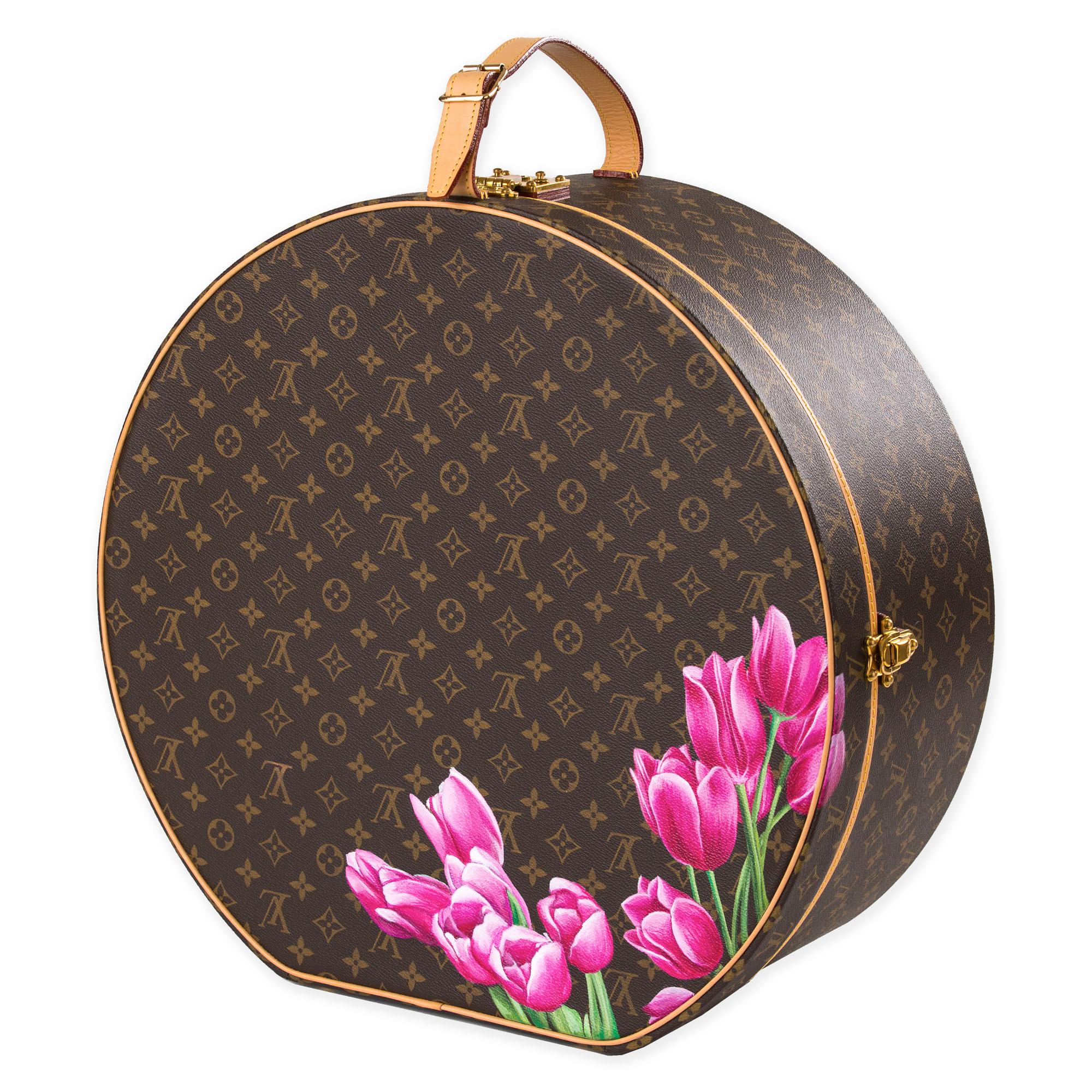 Louis Vuitton Monogram Hat Box 50 with Floral Motif In Excellent Condition In Double Bay, NSW