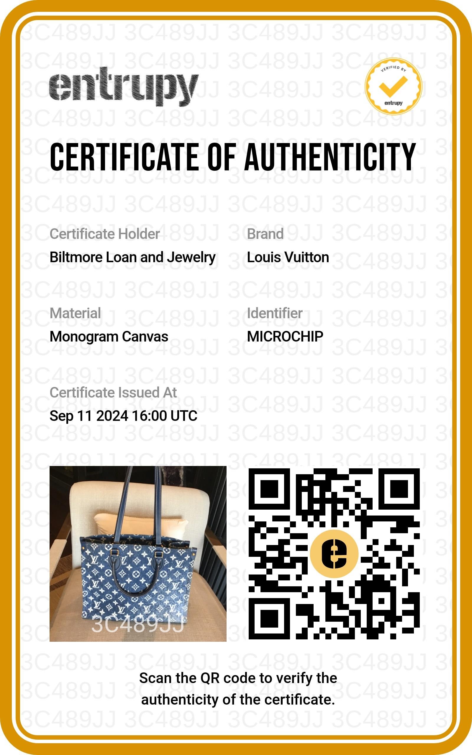 Louis Vuitton Monogram Jacquard Bleu Denim Onthego MM Tote For Sale 6