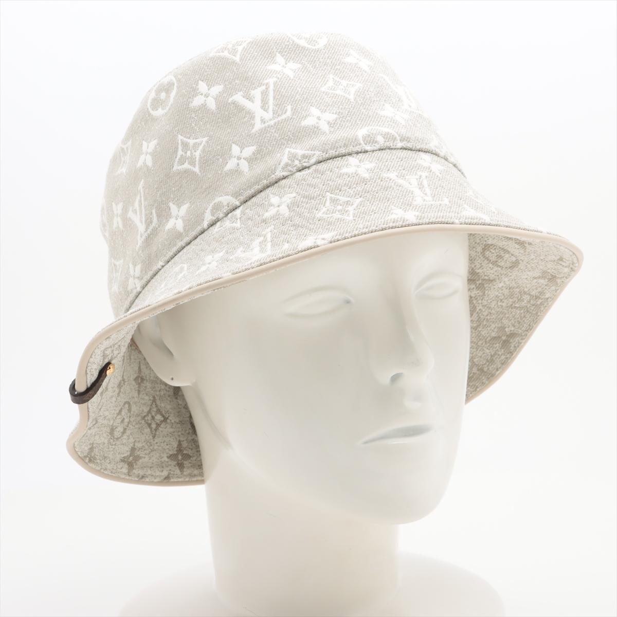 Beige Louis Vuitton  Monogram Jacquard Denim Bucket Hat Greige For Sale