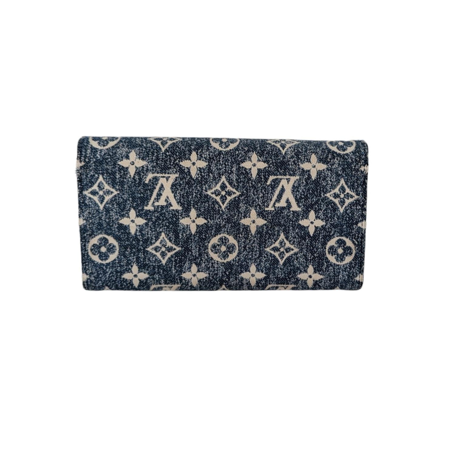 Black Louis Vuitton Monogram Jacquard Denim Sarah Wallet Bleu