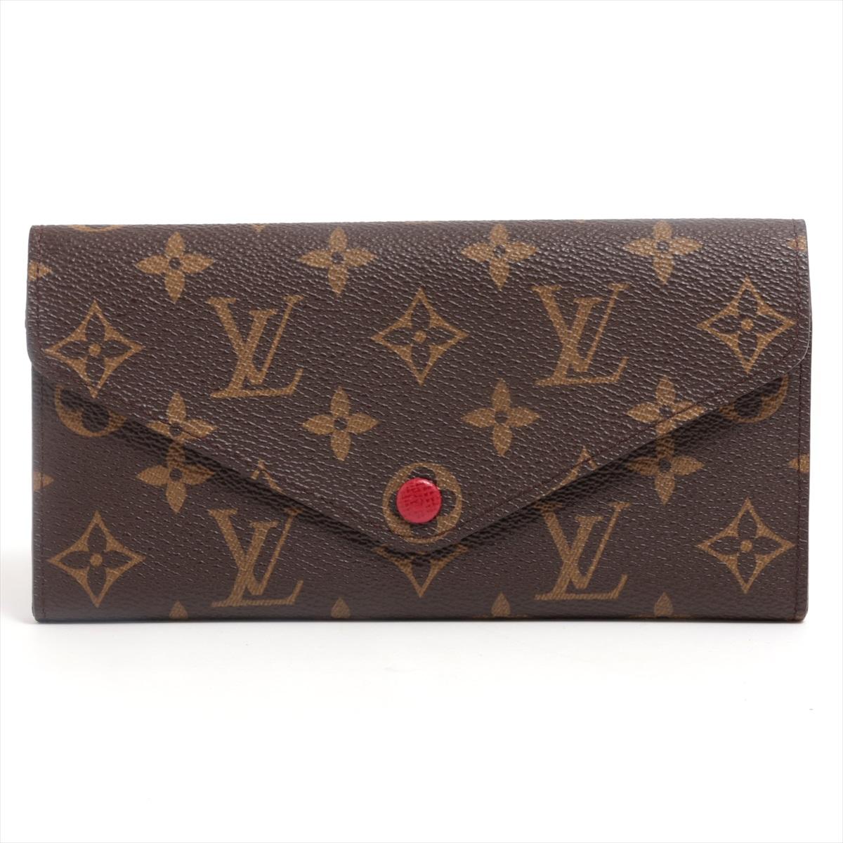 The Louis Vuitton Monogram Josephine Rouge wallet is a chic and versatile accessory that epitomizes the brand's luxury and timeless design. Crafted from the iconic Monogram canvas, the wallet features striking rouge (red) leather accents that add a