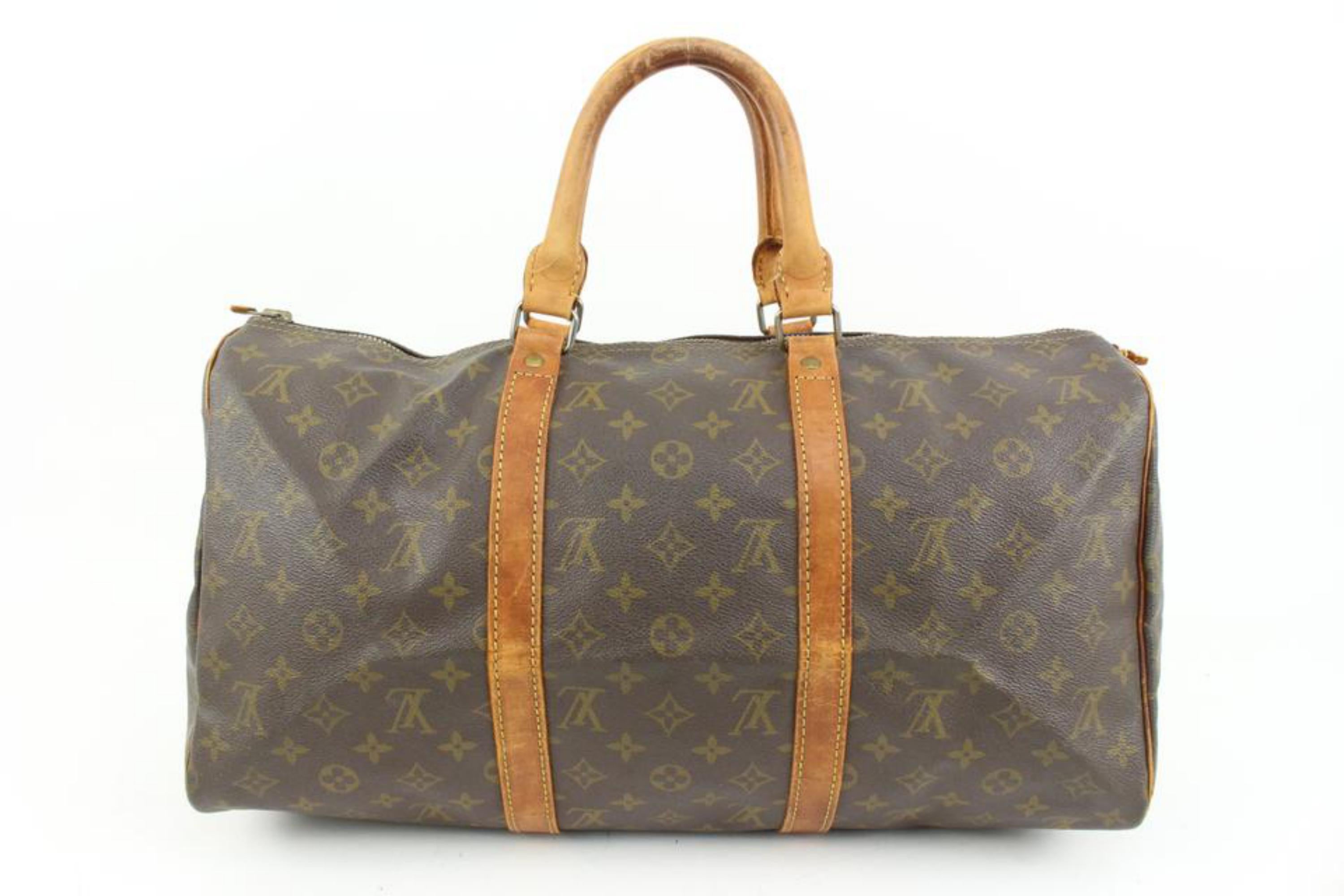 Louis Vuitton Monogram Keepall 45 Boston Duffle Bag 38lk420s In Fair Condition In Dix hills, NY