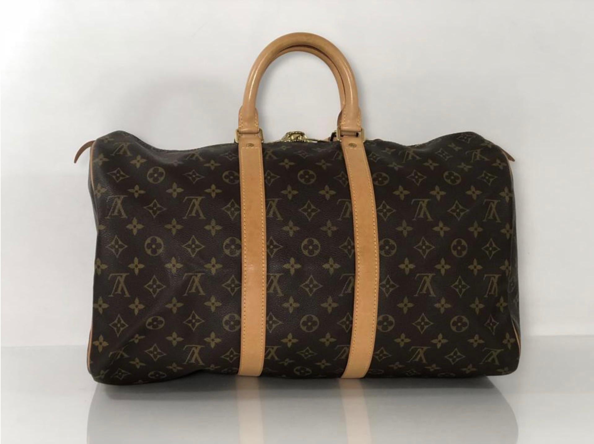 Women's or Men's  Louis Vuitton Monogram Keepall 45 Travel Duffle Handbag For Sale