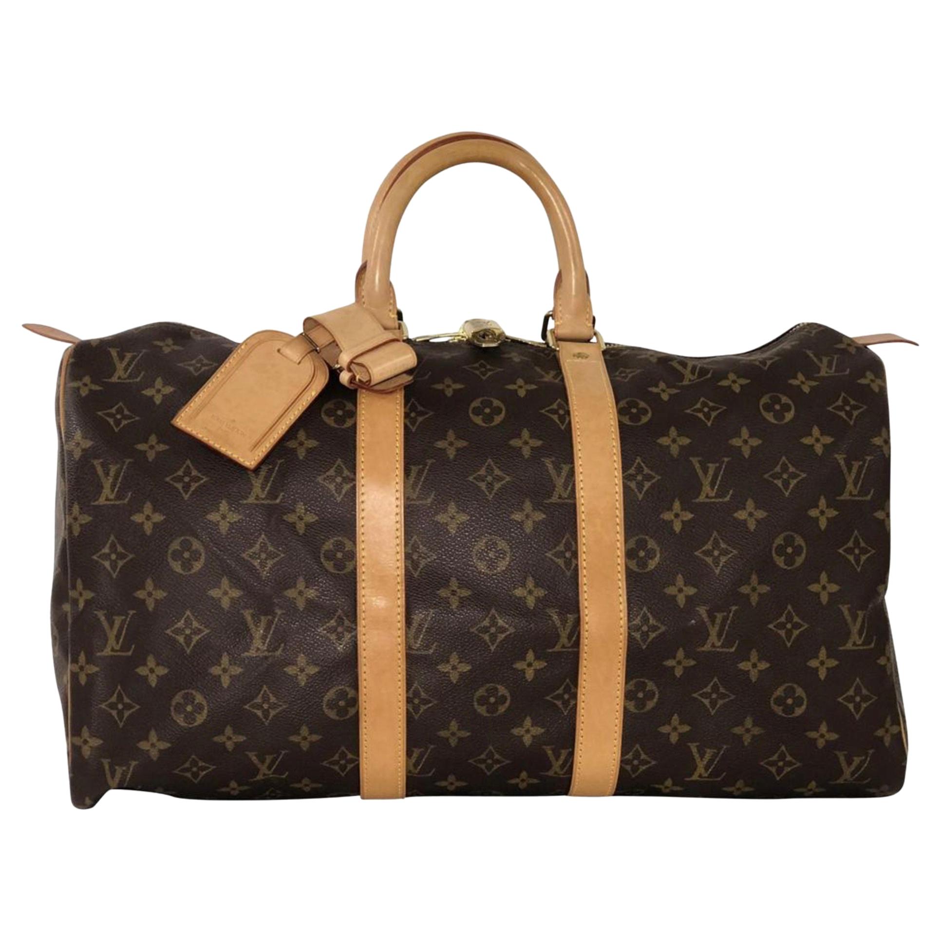  Louis Vuitton Monogram Keepall 45 Travel Duffle Handbag For Sale