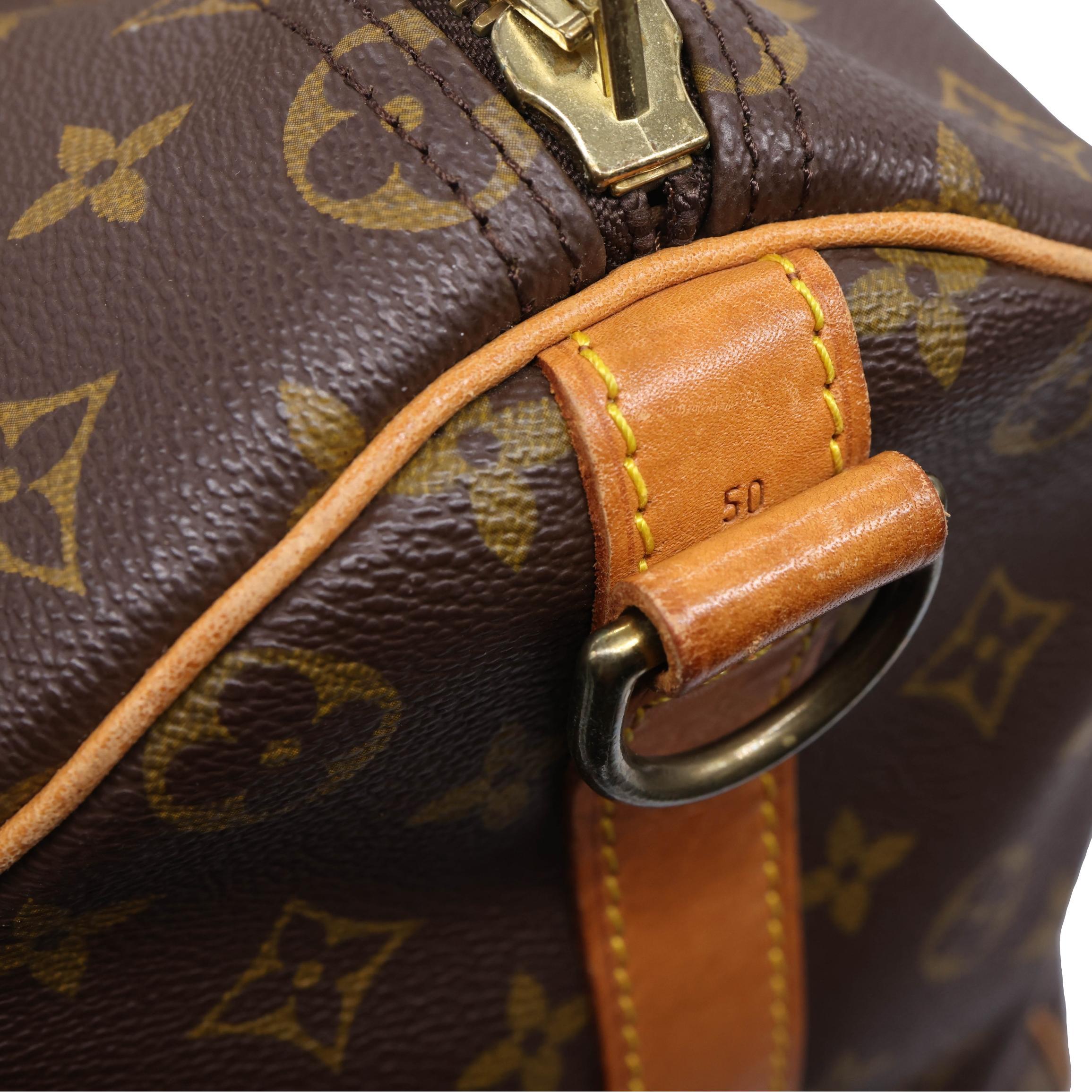 Louis Vuitton Monogram Keepall 50 Bandouliere Duffle Bag, France 1984. In Good Condition In Banner Elk, NC
