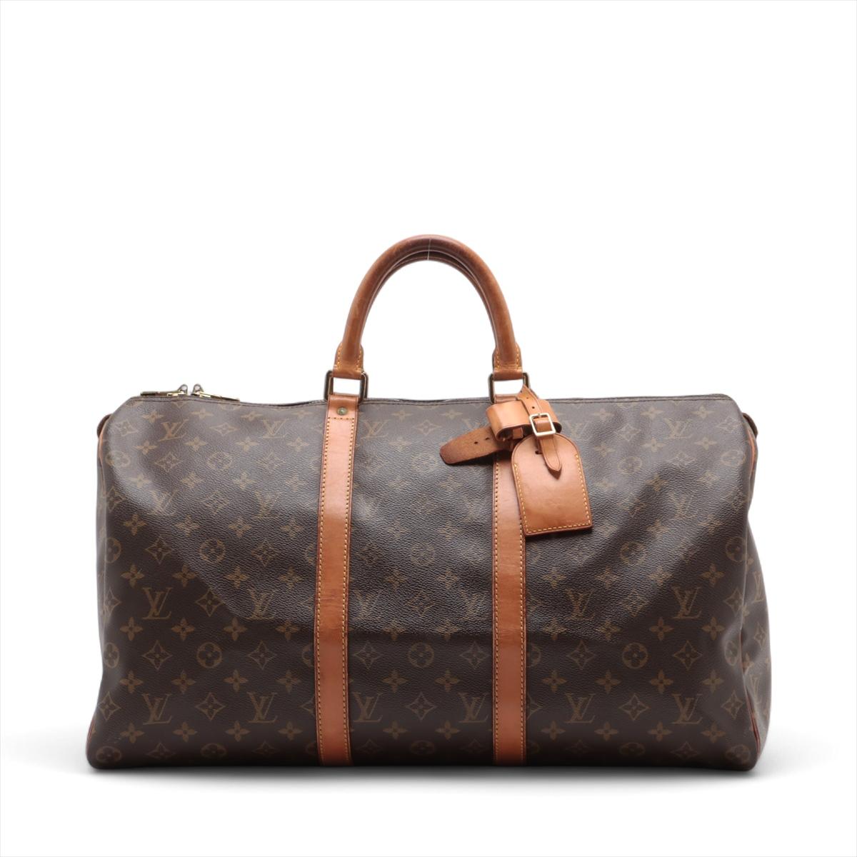 *will ship about 4/22

The Louis Vuitton Monogram Keepall 50 is a timeless travel bag that combines iconic style with practical design. Crafted from the brand’s signature Monogram canvas and trimmed with natural cowhide leather, the spacious duffle